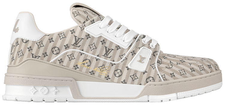靴 Louis Vuitton Monogram Stripe Sneakers Buy Louis Vuitton Trainer Low 'Striped Mini Monogram - Beige