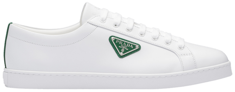 Prada Brushed Leather Sneaker White Green