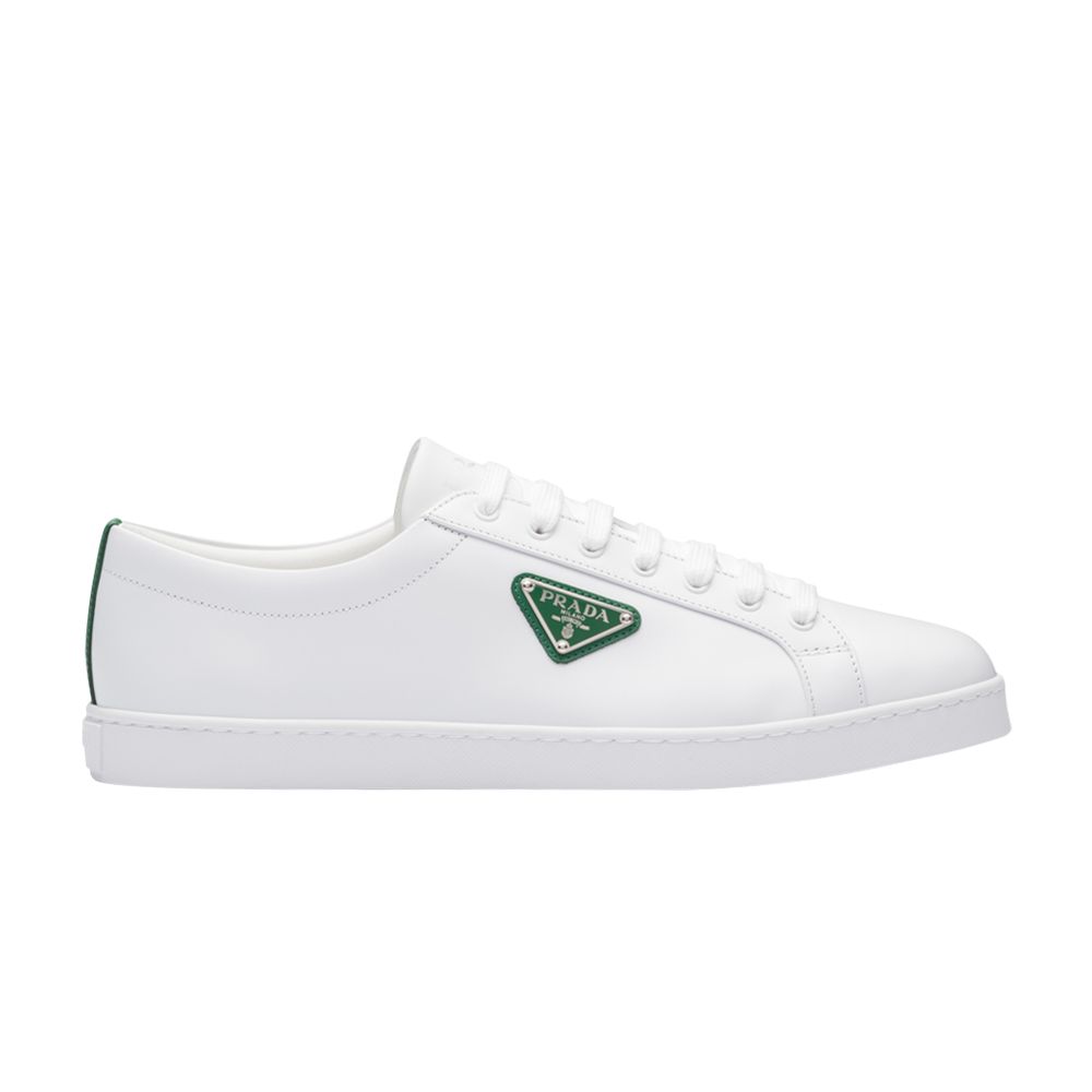 Pre-owned Prada Brushed Leather Sneaker 'white Green' | Men's Size 7.5