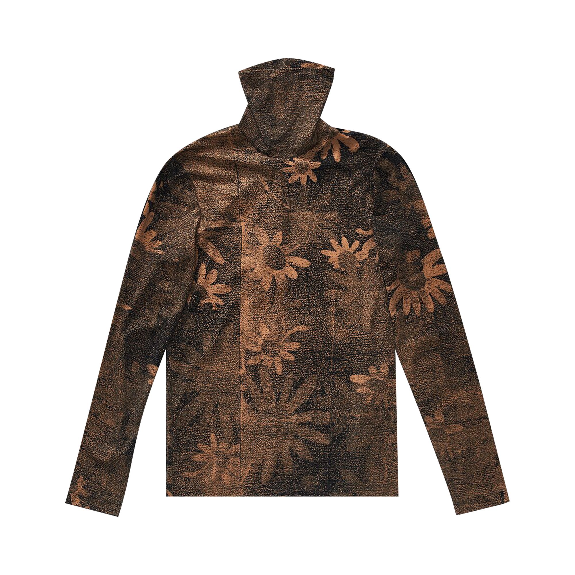 Pre-owned Mm6 Maison Margiela Printed Long-sleeve Turtle Neck Top 'black'