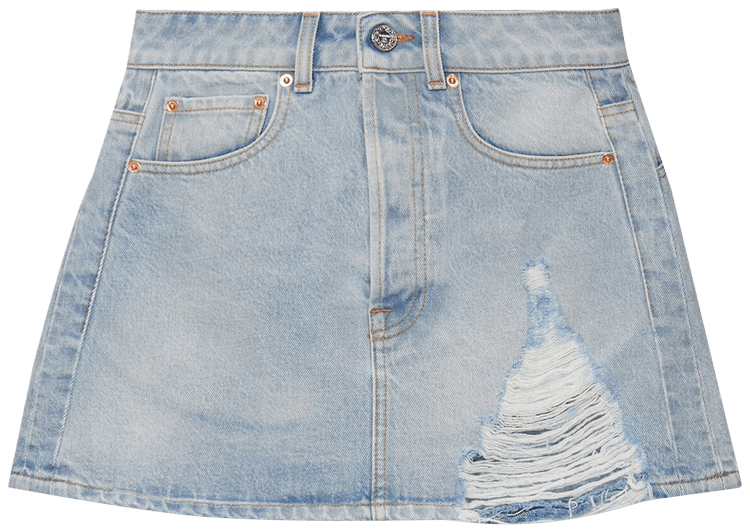 Buy Vetements Destroyed Denim Mini Skirt Blue WE64SK750N BLUE