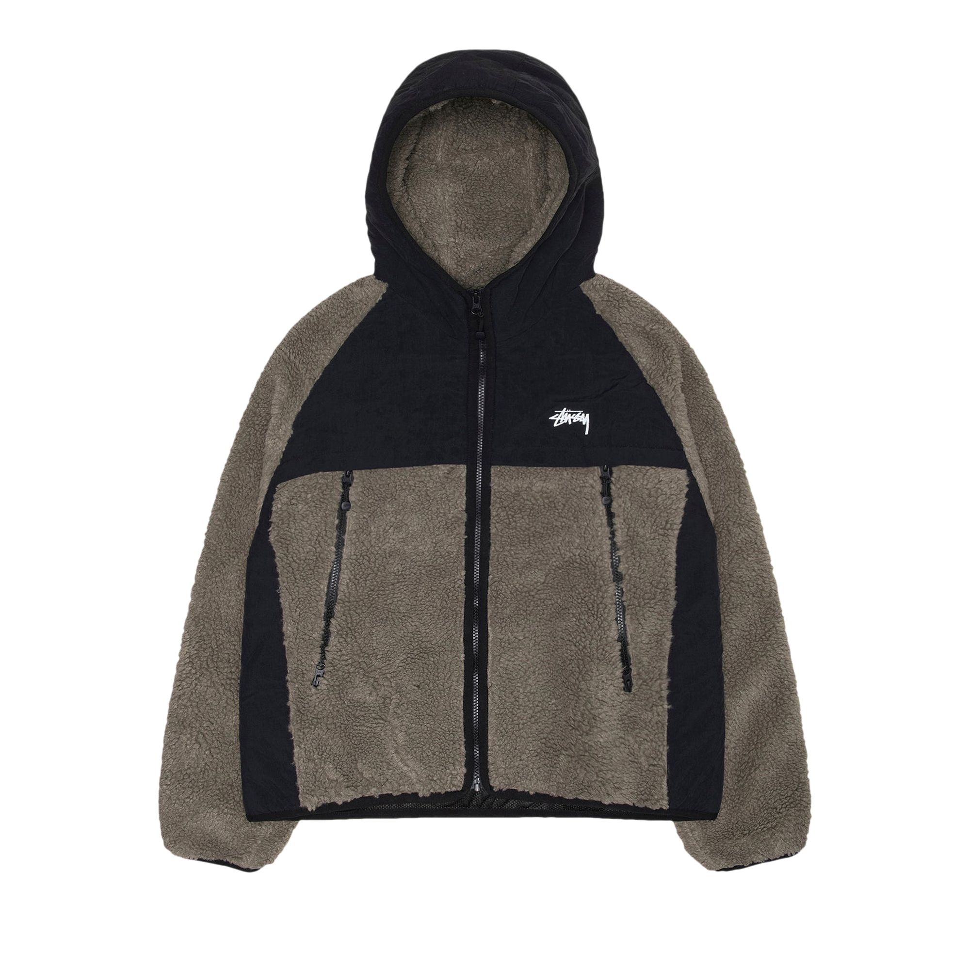 Stussy Sherpa Paneled Hooded Jacket 'Stone' | Grey | Men's Size M