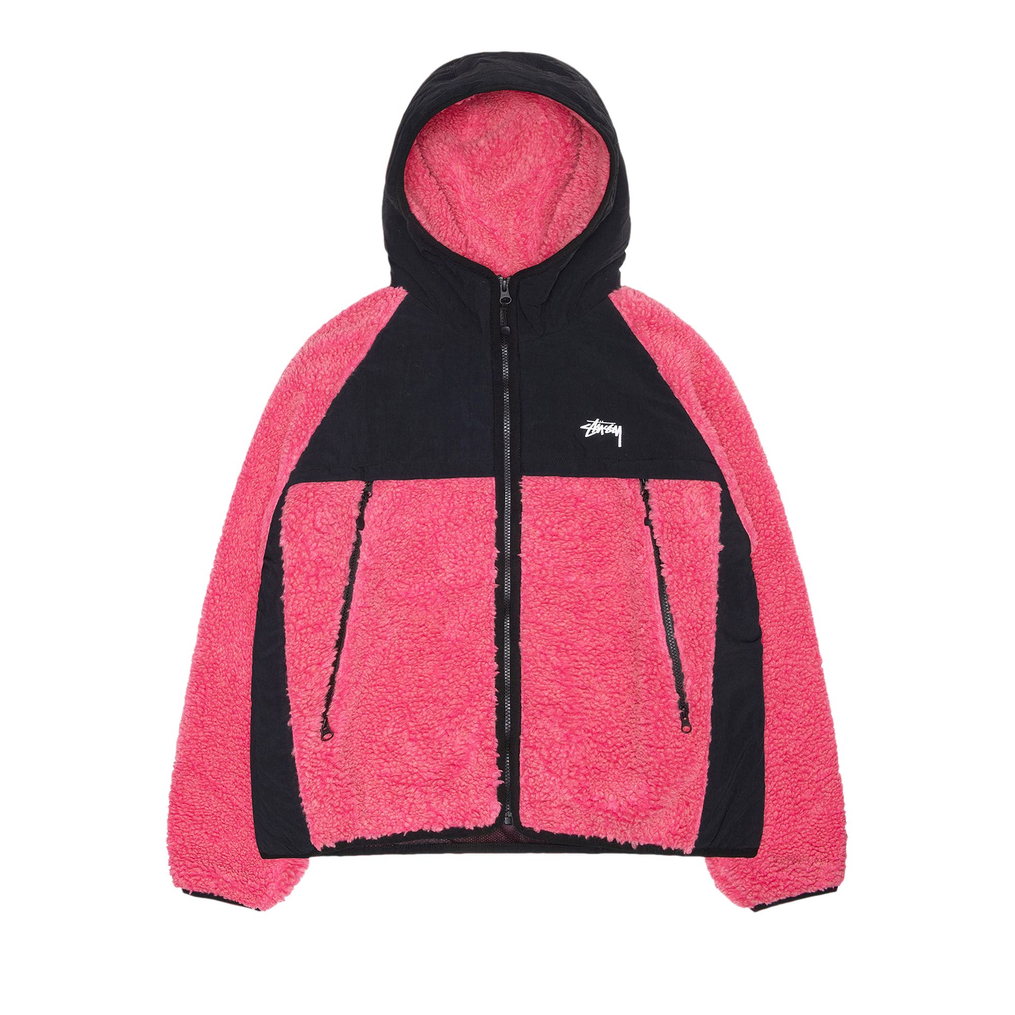 Pre-owned Stussy Sherpa Paneled Hooded Jacket 'pink'