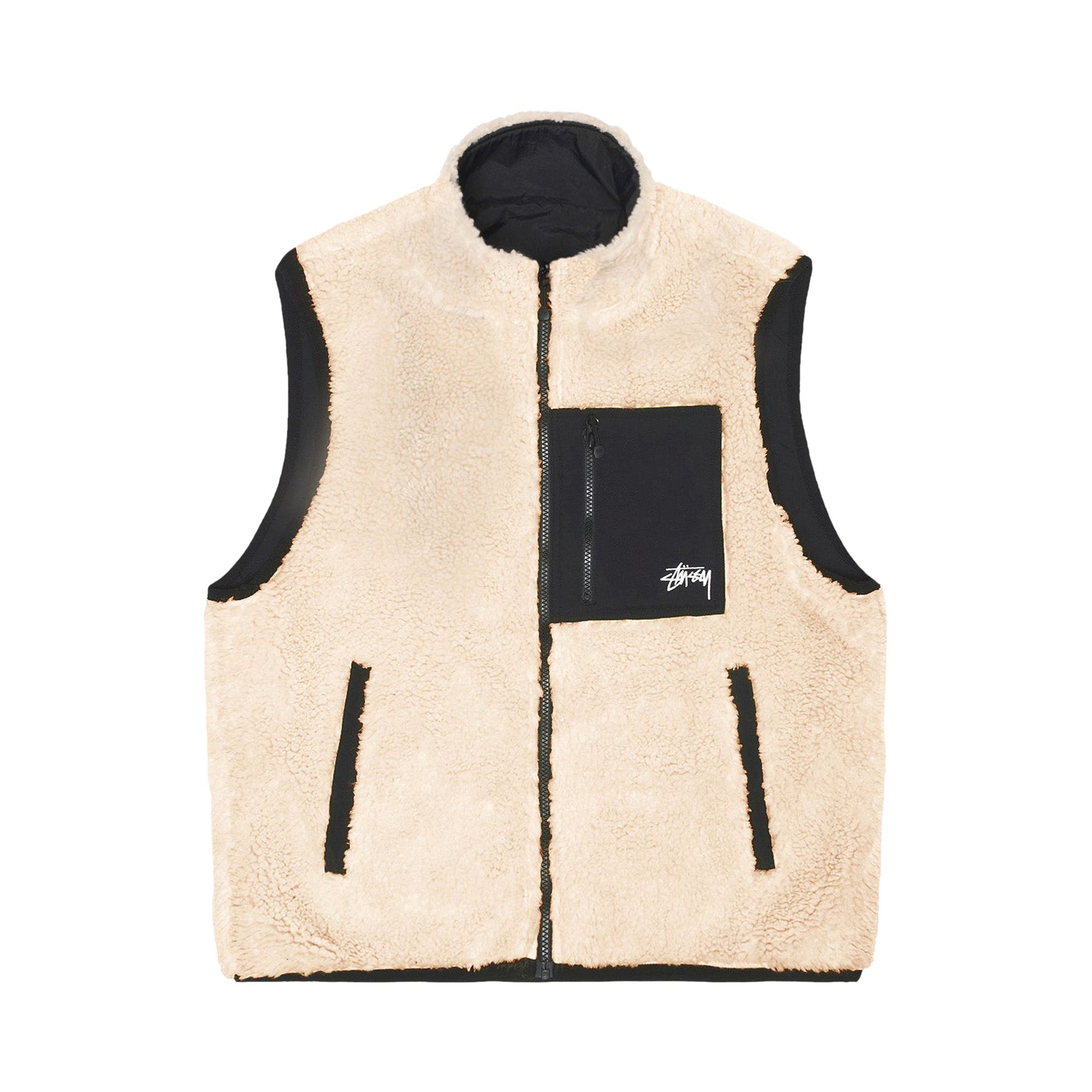 Pre-owned Stussy Sherpa Reversible Vest 'beige' In Multi-color
