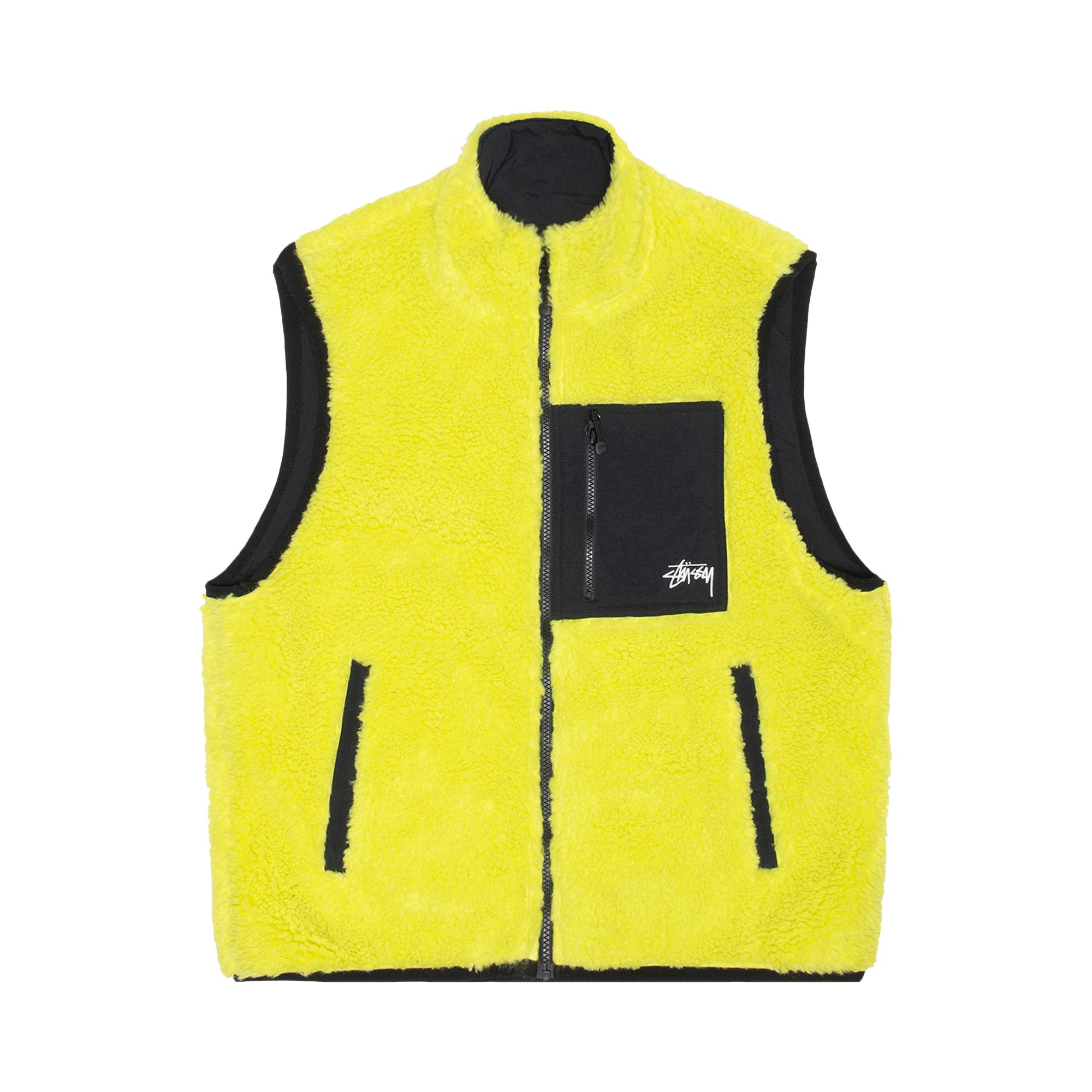 Stussy Sherpa Reversible Vest 'Lime' | Multi-Color | Men's Size XL