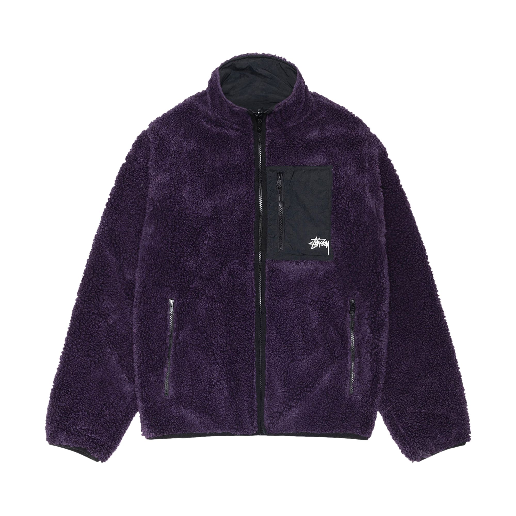 Pre-owned Stussy Sherpa Reversible Jacket 'purple' In Multi-color