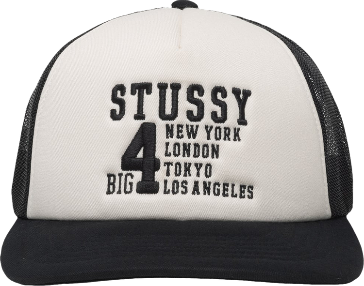 Buy Stussy Trucker Big 4 Snapback 'Black' - 1311147 BLAC | GOAT CA
