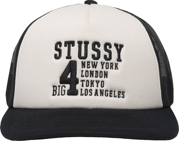 Buy Stussy Trucker Big 4 Snapback 'Black' - 1311147 BLAC