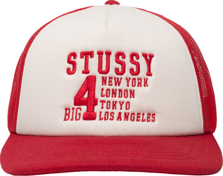 Buy Stussy Trucker Big 4 Snapback 'Red' - 1311147 RED | GOAT