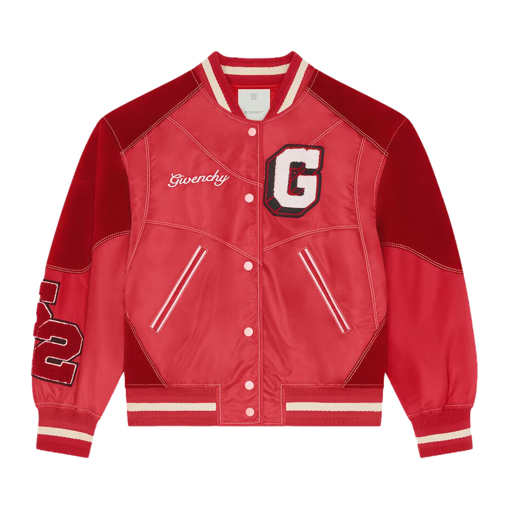Givenchy Bi-Material Oversized Varsity Jacket 'Red Cherry' | Women's Size 36