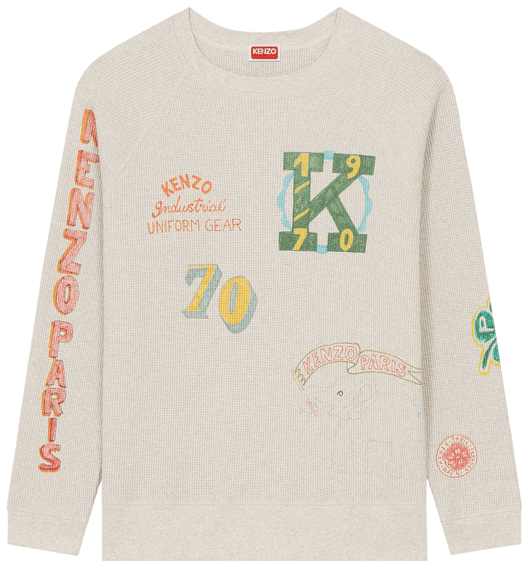 Kenzo Drawn Varsity Oversized Sweatshirt Pale Grey