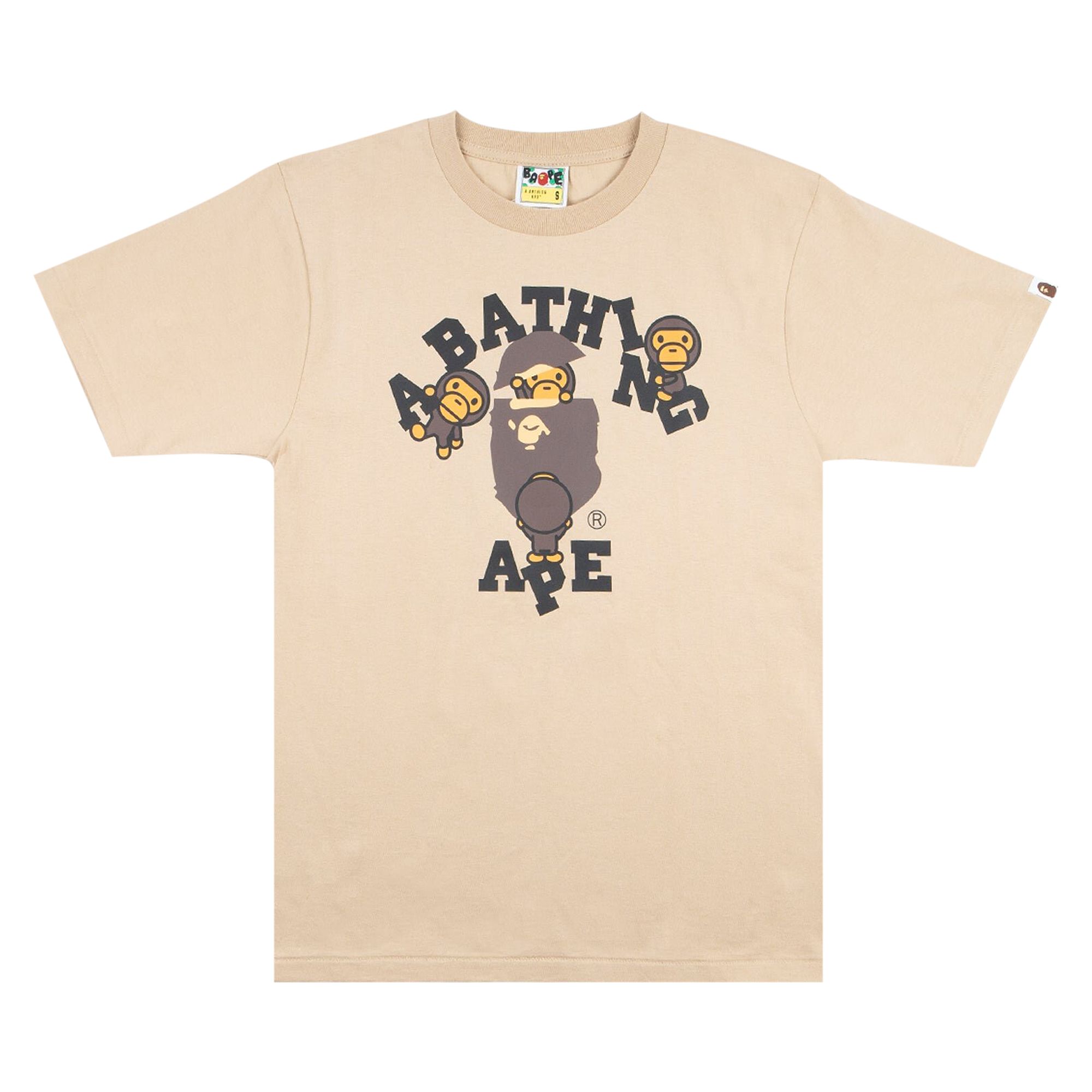 Pre-owned Bape College Milo Tee 'beige' | Cream | Men's Size M In White