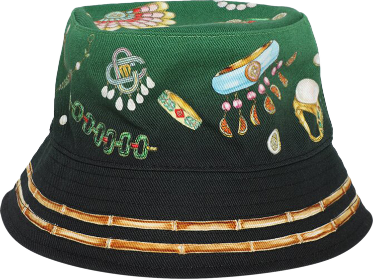 Buy Casablanca Printed Denim Bucket Hat 'La Boite A Bijoux' - APS24 HAT 003  04 LABO