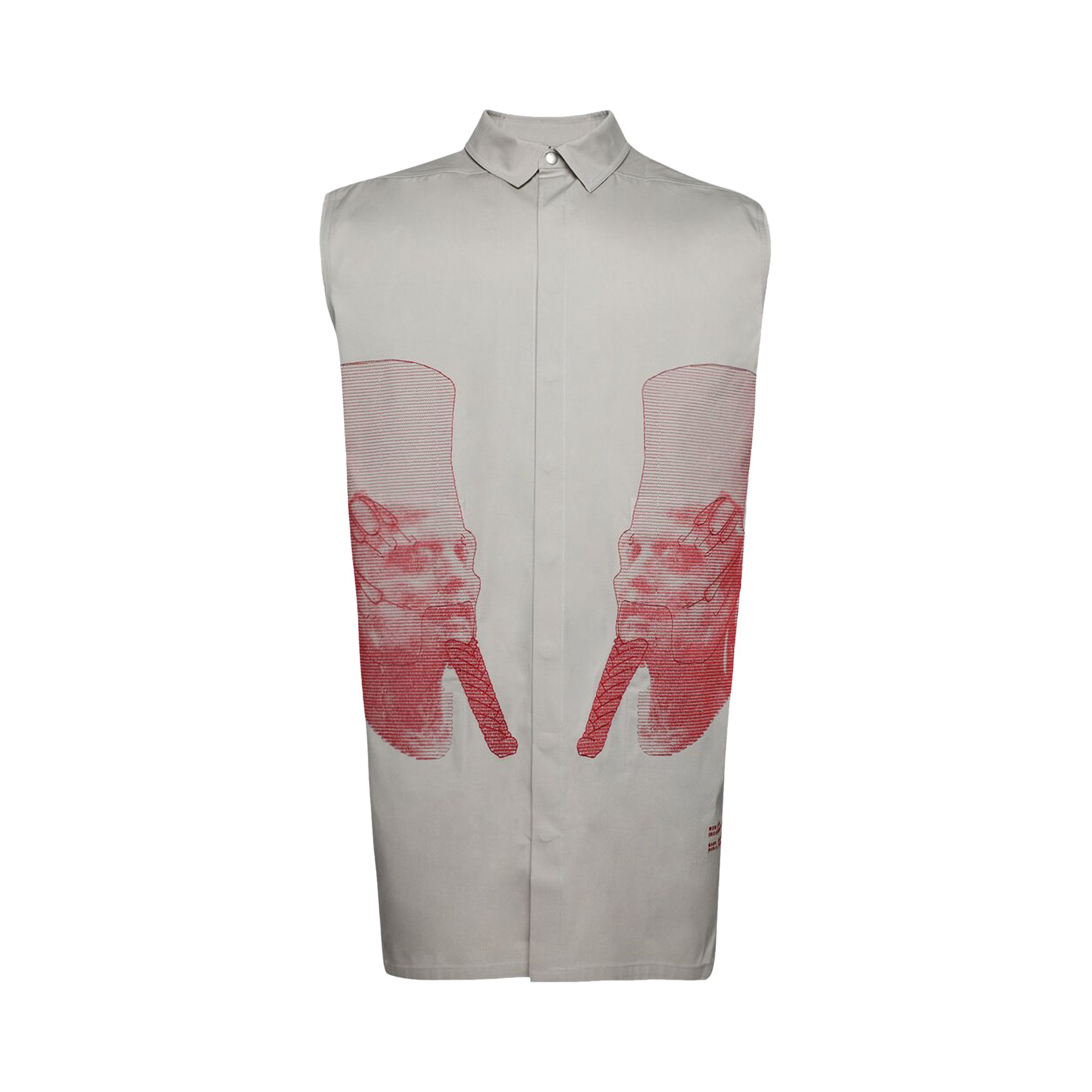 Pre-owned Rick Owens Ron Jumbo Outershirt 'pearl/cardinal Red' | White | Men's Size 52
