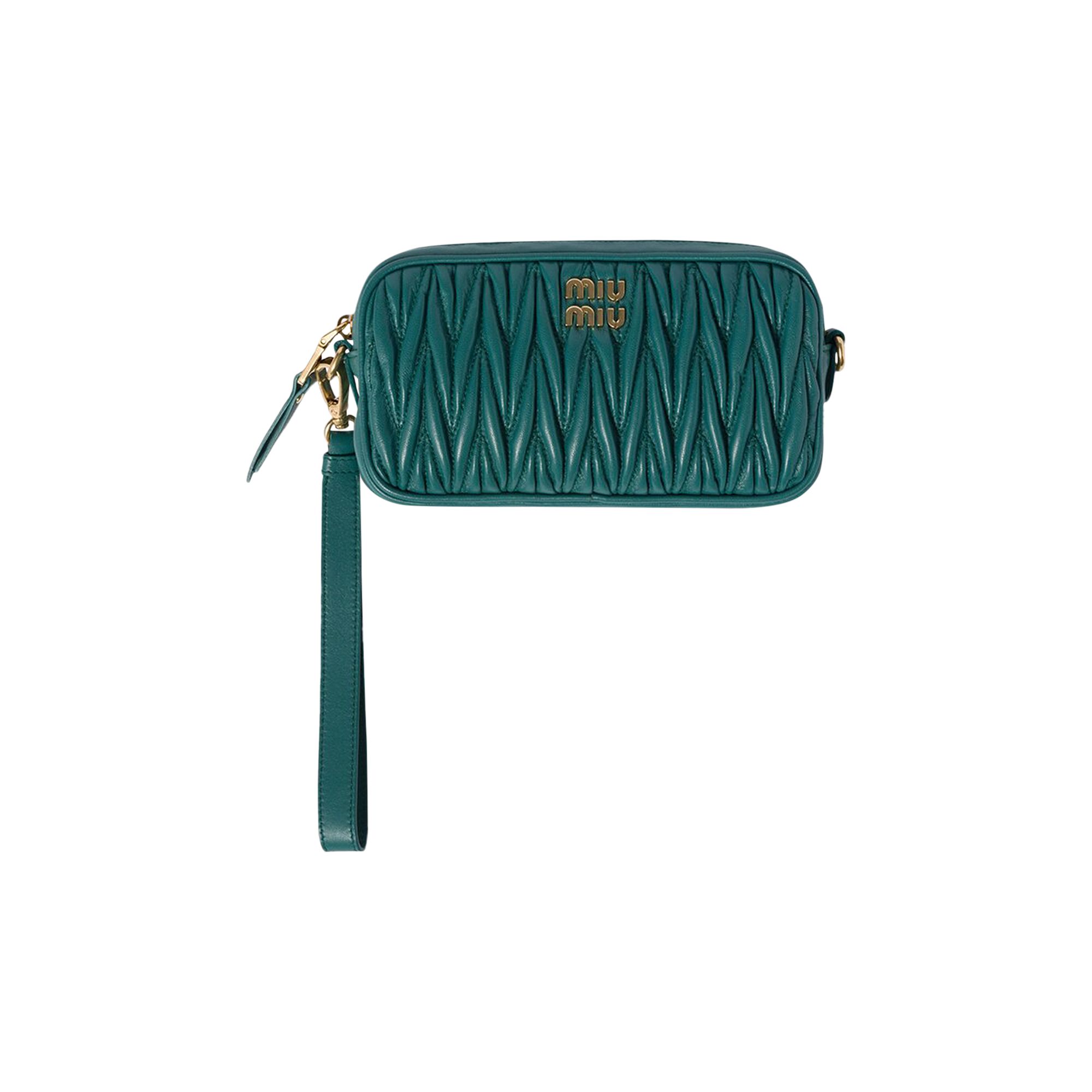Miu Miu Matelassé Nappa Pouch Bag 'Laguna' | Green | Women's Size Onesize