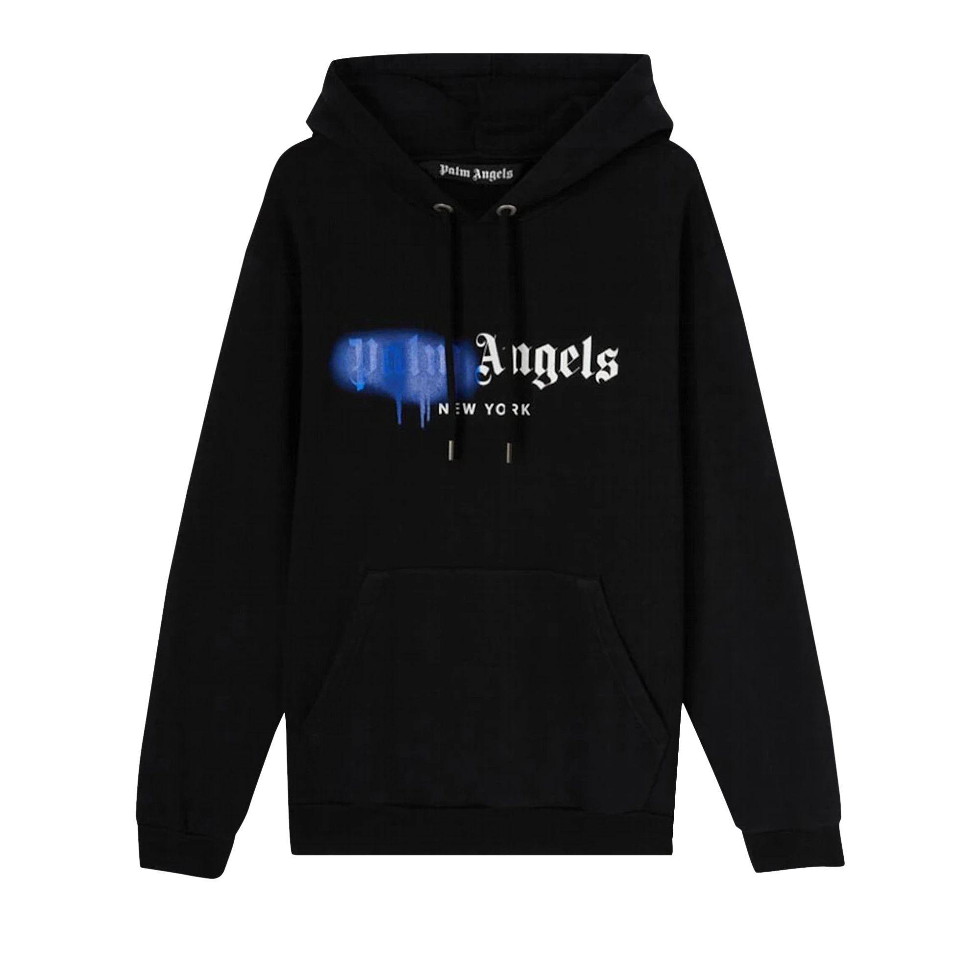 Pre-owned Palm Angels New York Sprayed Hoodie 'black/blue' | Men's Size Xl
