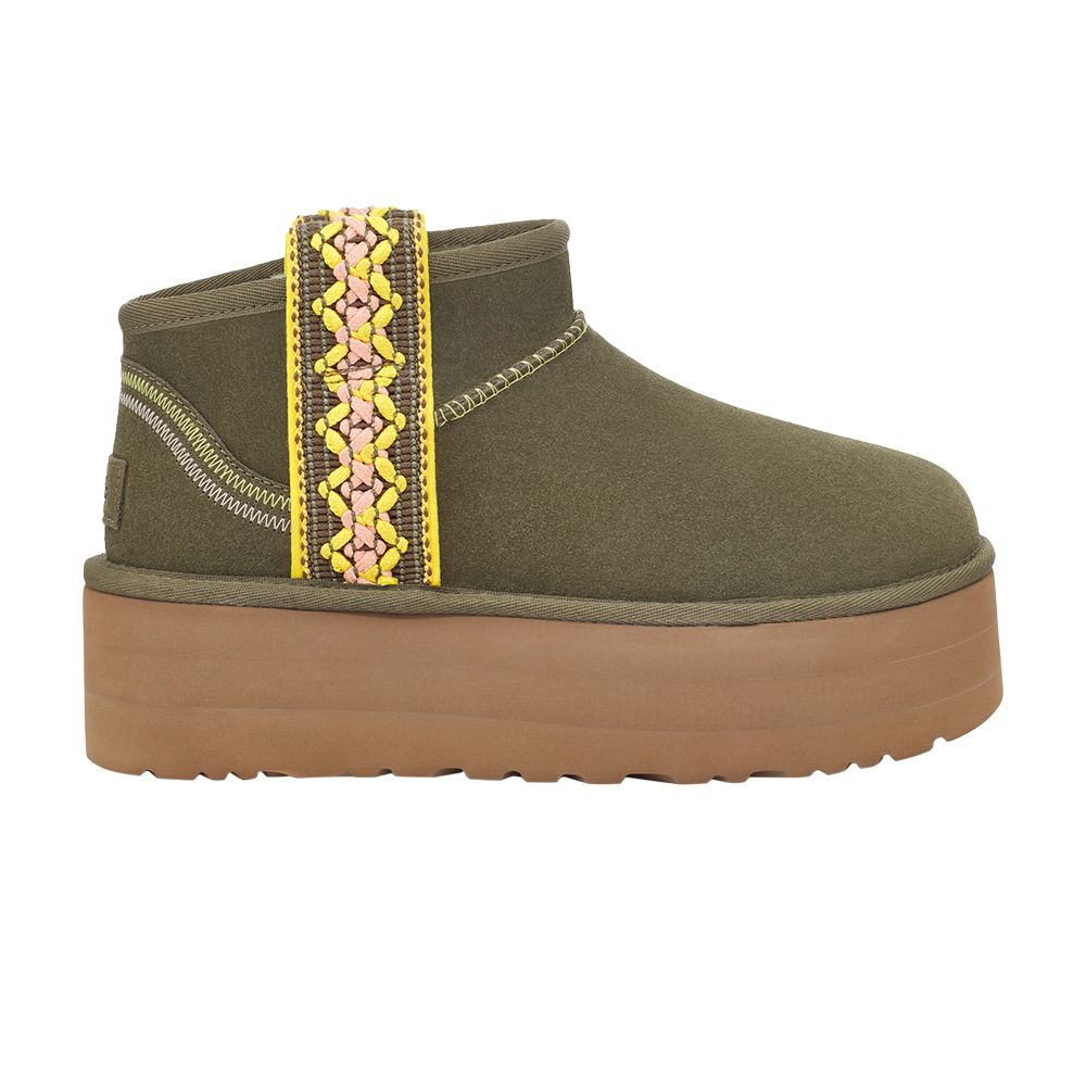 UGG Wmns Classic Ultra Mini Platform 'Braid - Burnt Olive' | Green | Women's Size 7