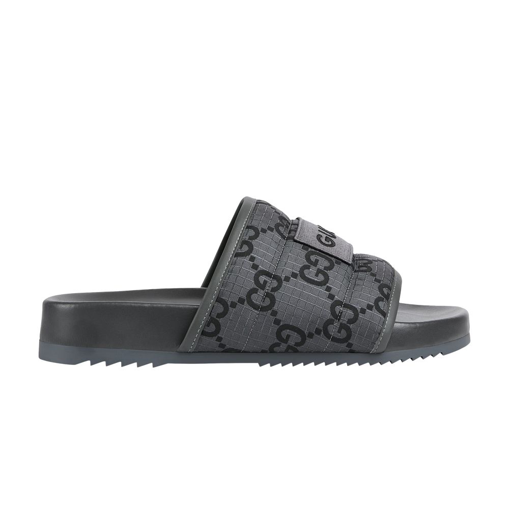 Pre-owned Gucci Gg Slide Sandal 'gg Monogram - Grey Black' | Men's Size 7