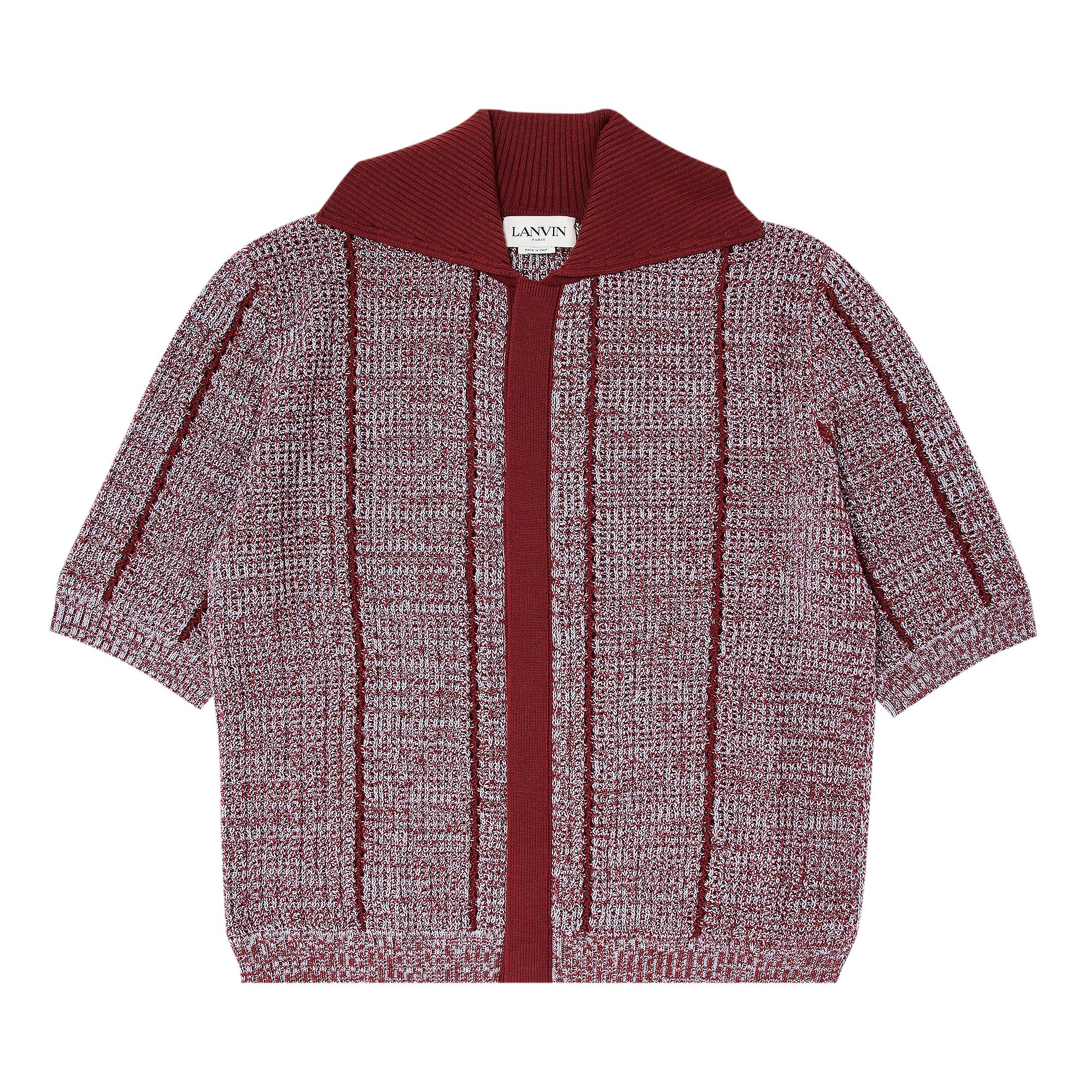 Pre-owned Lanvin Lace Knit Button Up Polo 'red/multicolor' | Men's Size M