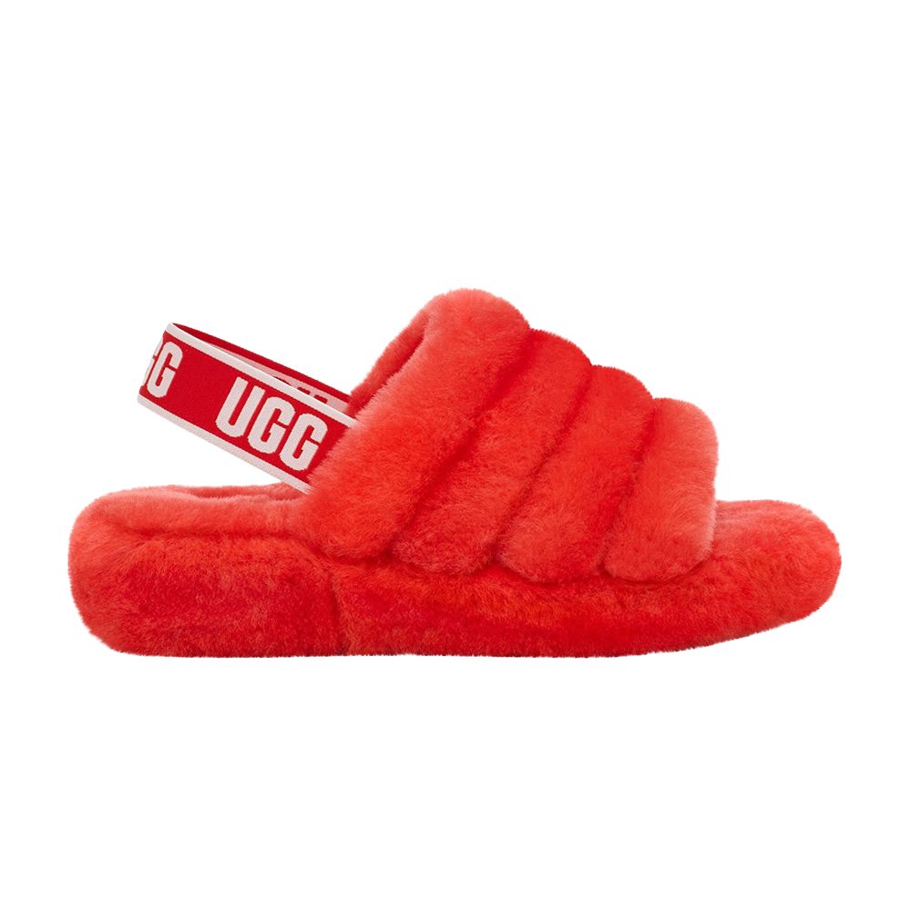 Pre-owned Ugg Wmns Fluff Yeah Slide 'red Currant'