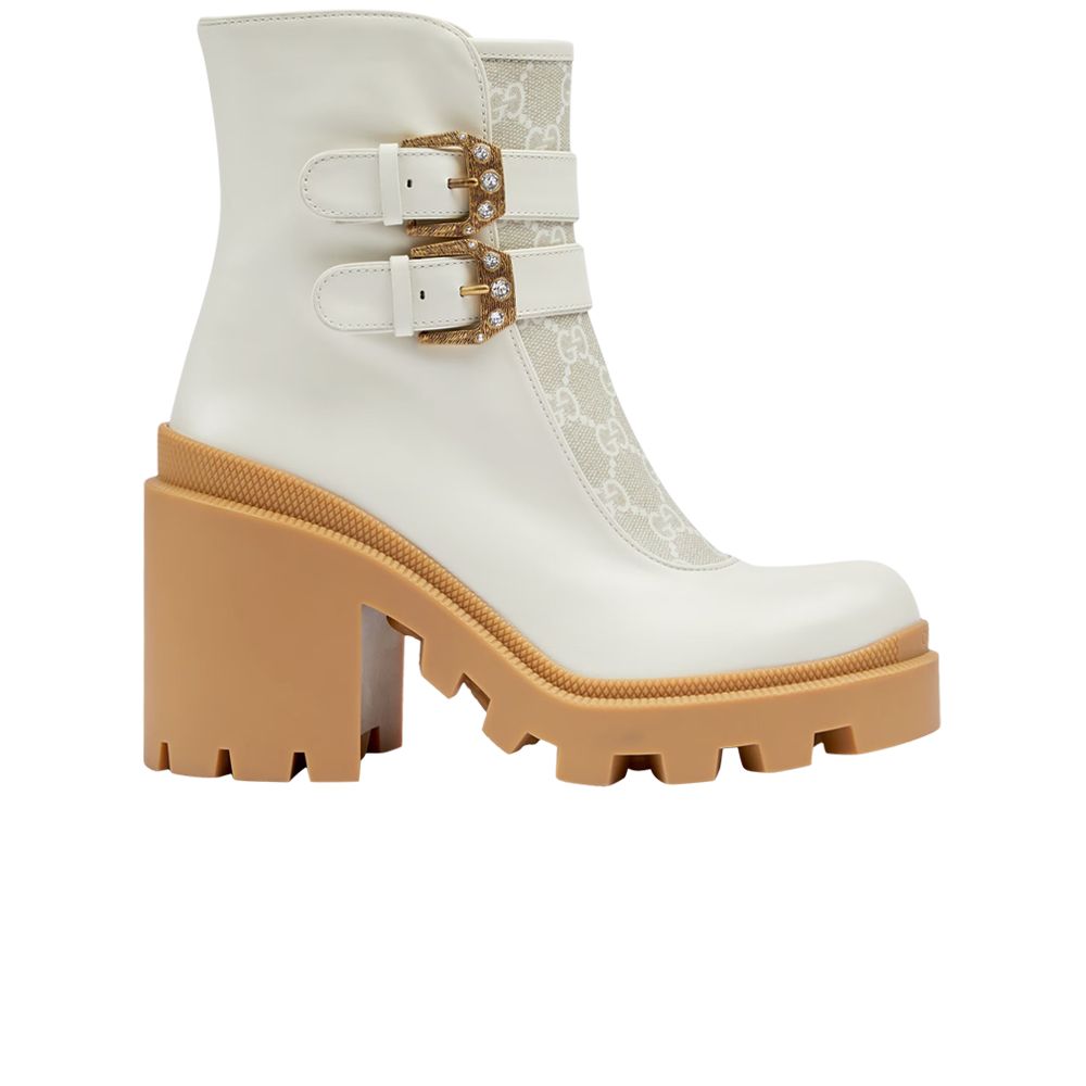 Pre-owned Gucci Wmns Ankle Boot 'gg Canvas - White Gum'