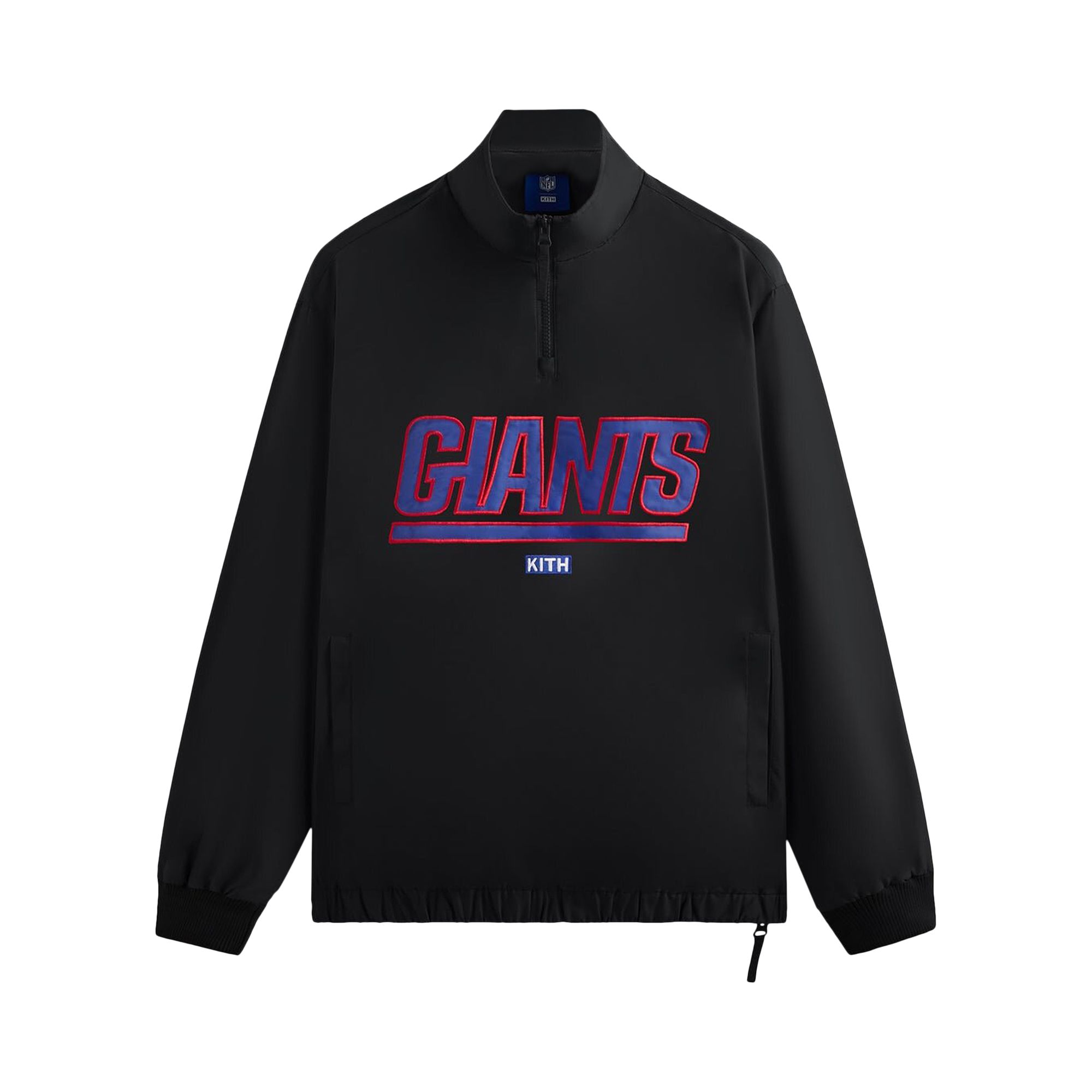 Pre-owned Kith For The Nfl: Giants Nylon Quarter Zip Mock Neck 'black' | Men's Size L