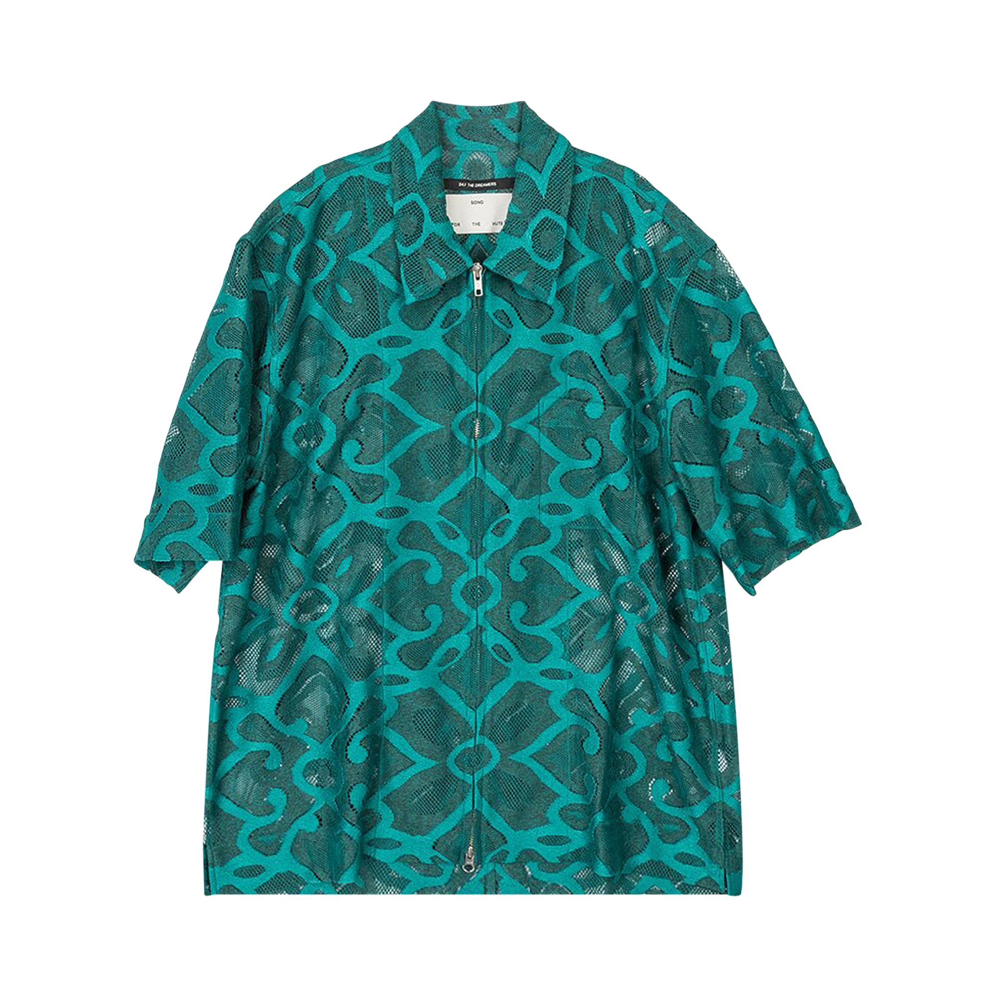 Pre-owned Song For The Mute Zip Up Box Shirt 'peacock' | Multi-color | Men's Size 50