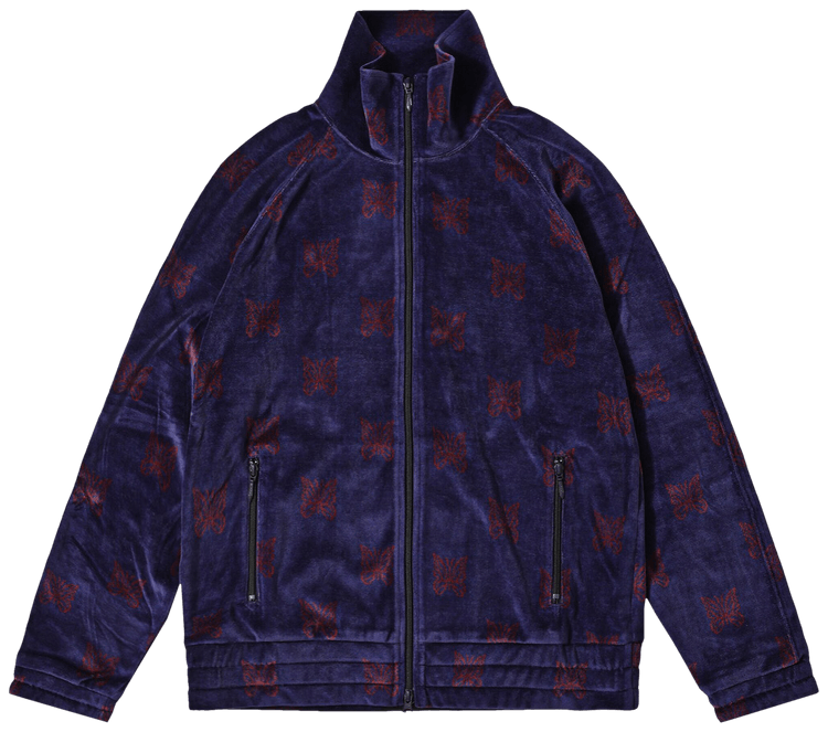 Buy Needles Papillon Velour Track Jacket Navy Bordeaux LQ237