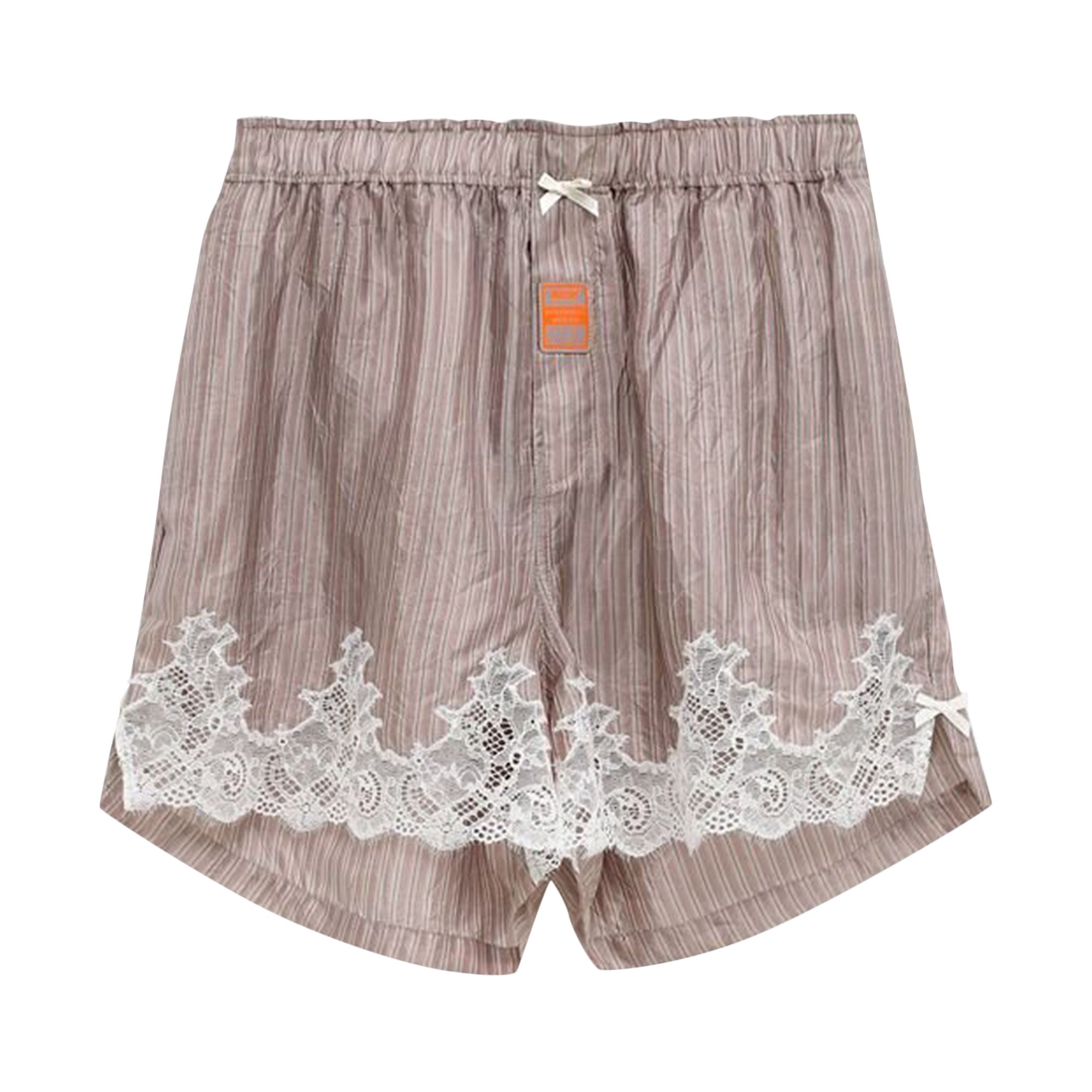 Pre-owned Martine Rose Striped Boxers With Lace 'pink/grey Stripe' | Men's Size M