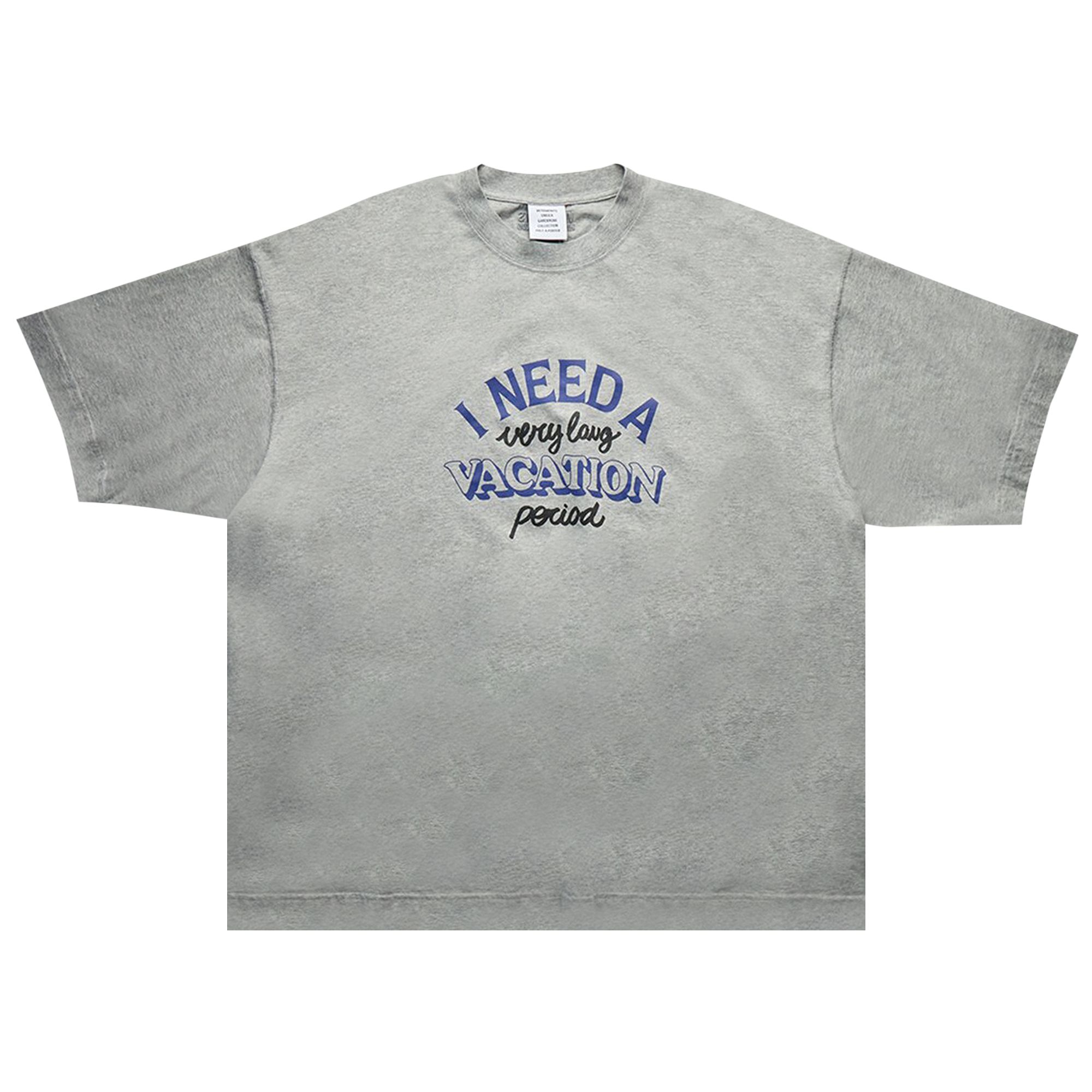 Pre-owned Vetements I Need A Vacation T-shirt 'grey Melange' | Men's Size M
