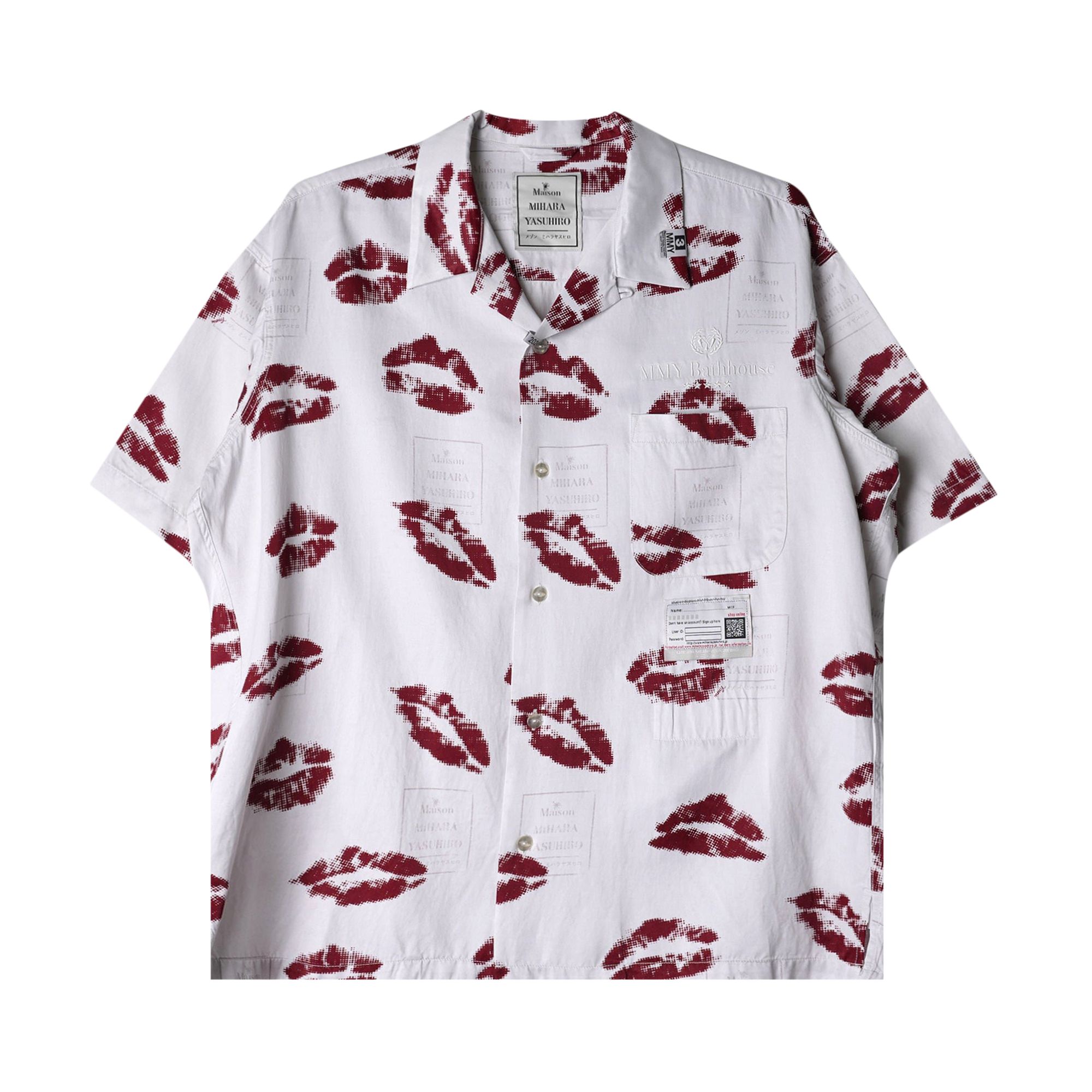 Pre-owned Miharayasuhiro Maison Mihara Yasuhiro Kiss Printed Shirt 'white/red' | Men's Size 50