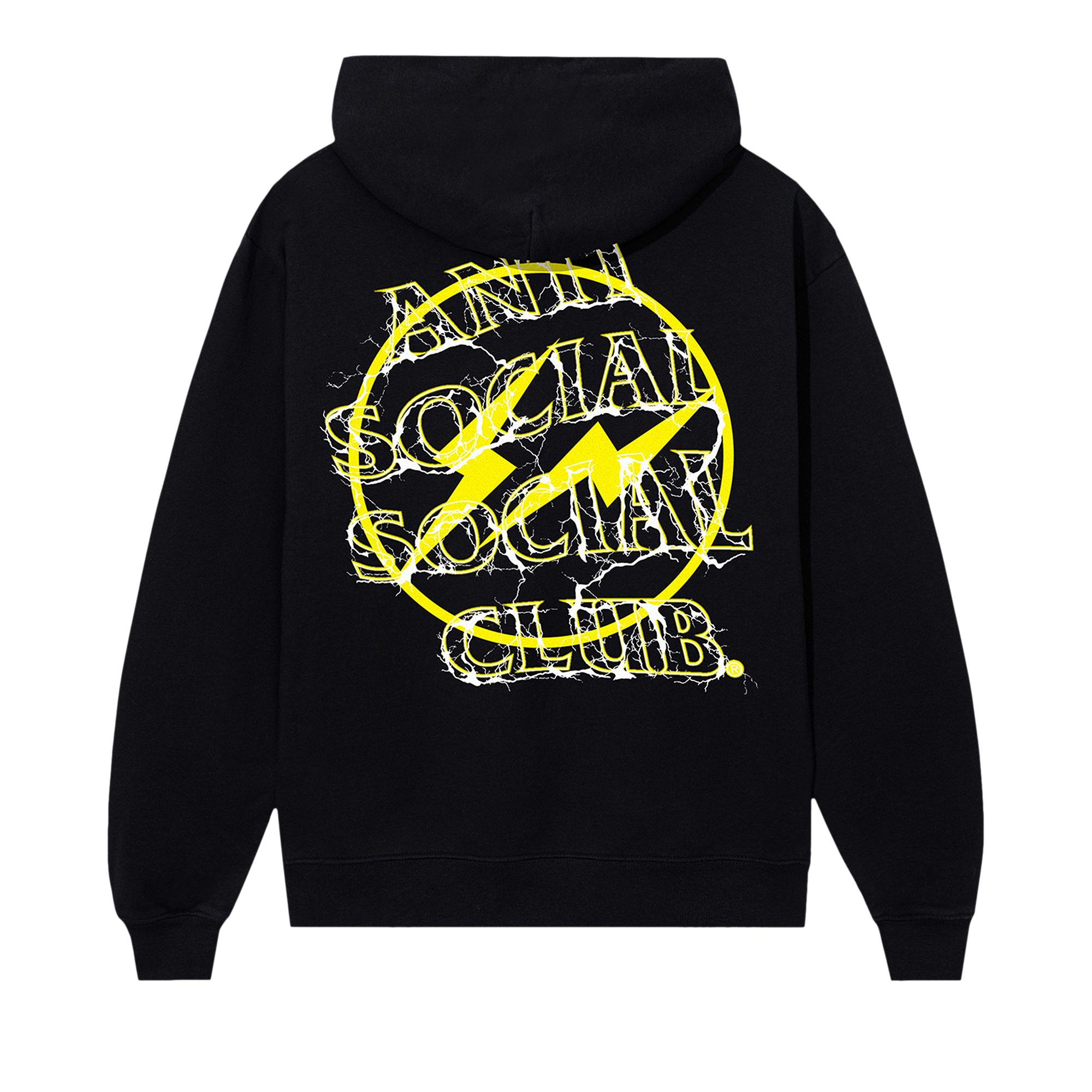 Anti Social Social Club x Fragment Design Bolt Hoodie 'Black/Yellow' | Men's Size L