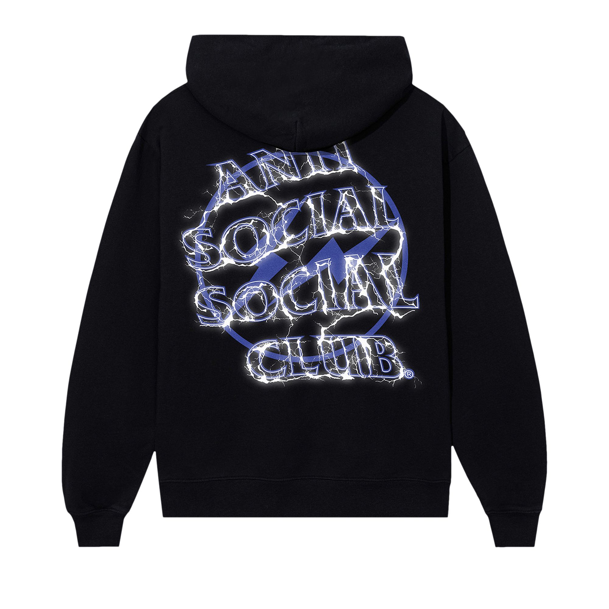 Anti Social Social Club x Fragment Design Bolt Hoodie 'Black/Navy' | Men's Size M