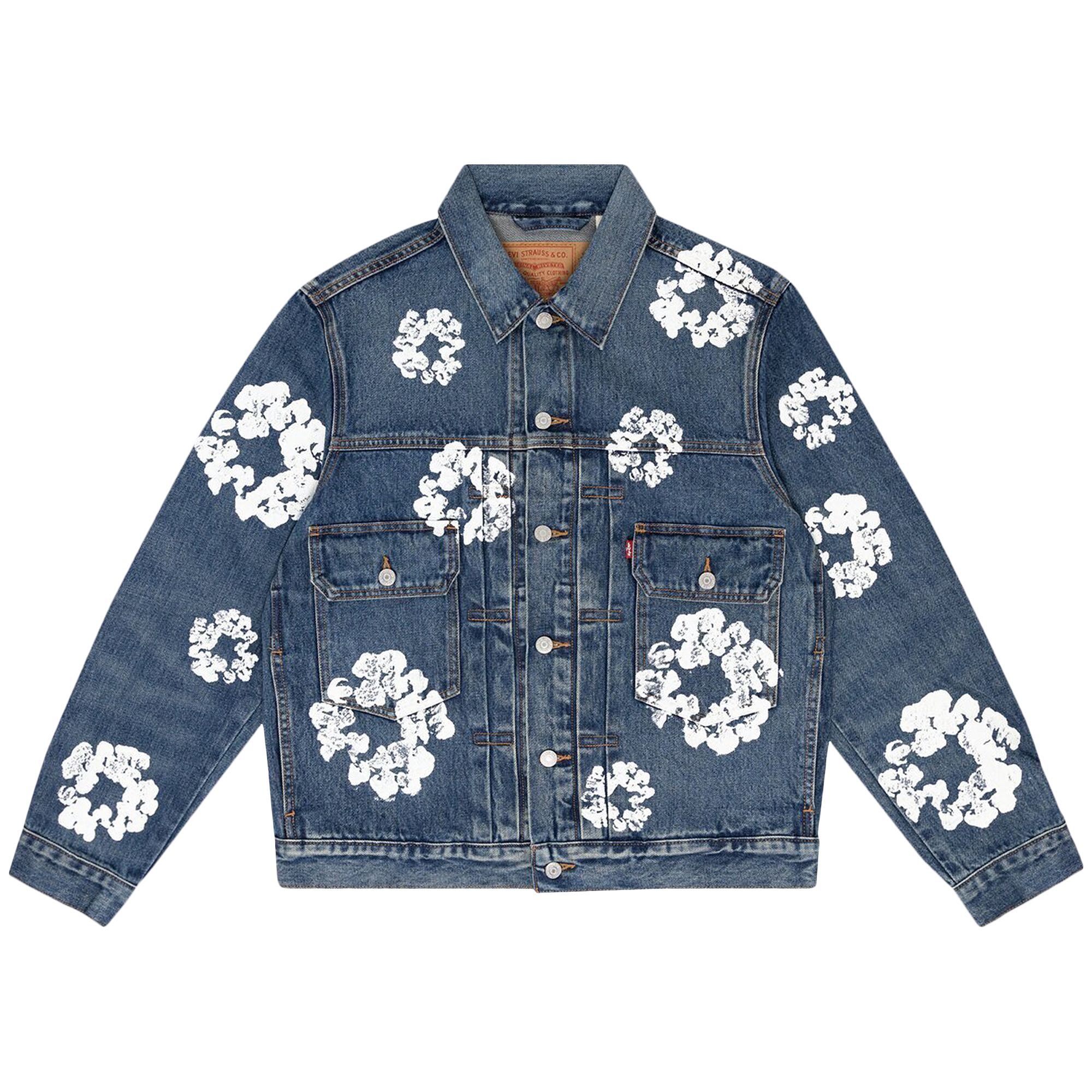 Denim Tears Type II All Over Wreath Jacket 'Dark Wash' | Blue | Men's Size L