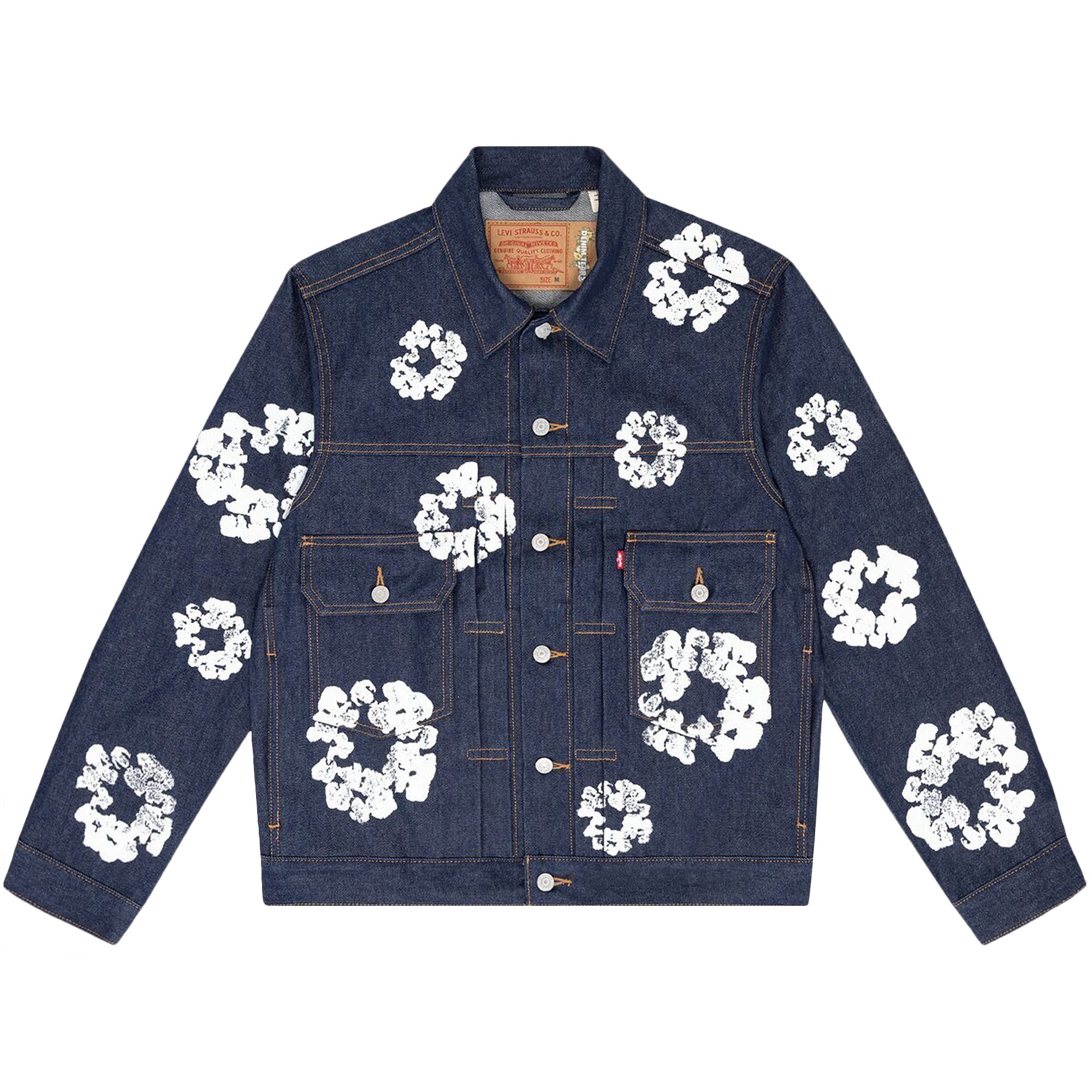 Pre-owned Denim Tears Type Ii All Over Wreath Jacket 'raw' In Blue