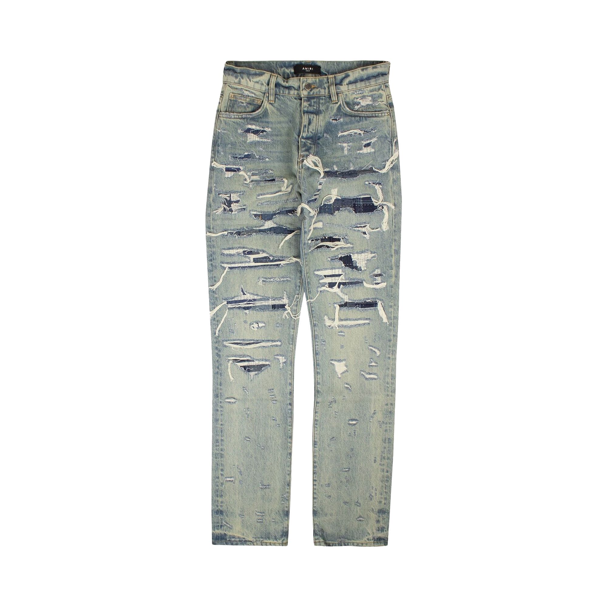 Pre-owned Amiri Relaxed Boro Repair Jeans 'blue' | Men's Size 31