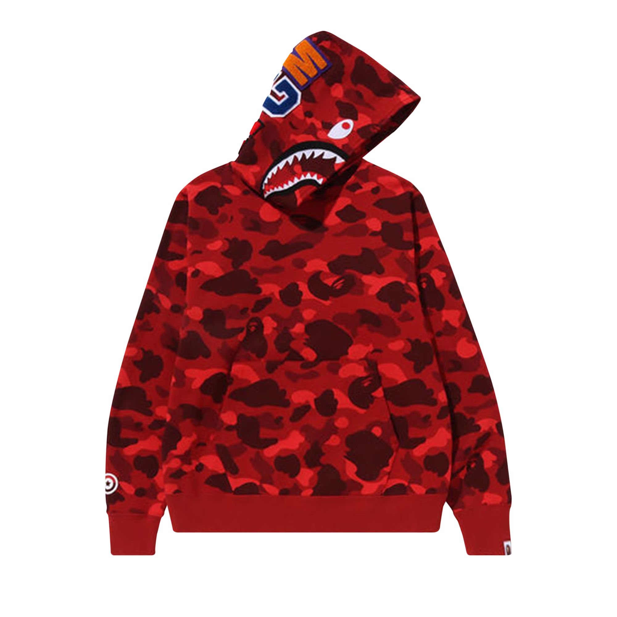 BAPE Color Camo Shark Pullover Hoodie 'Red' | Men's Size 2XL