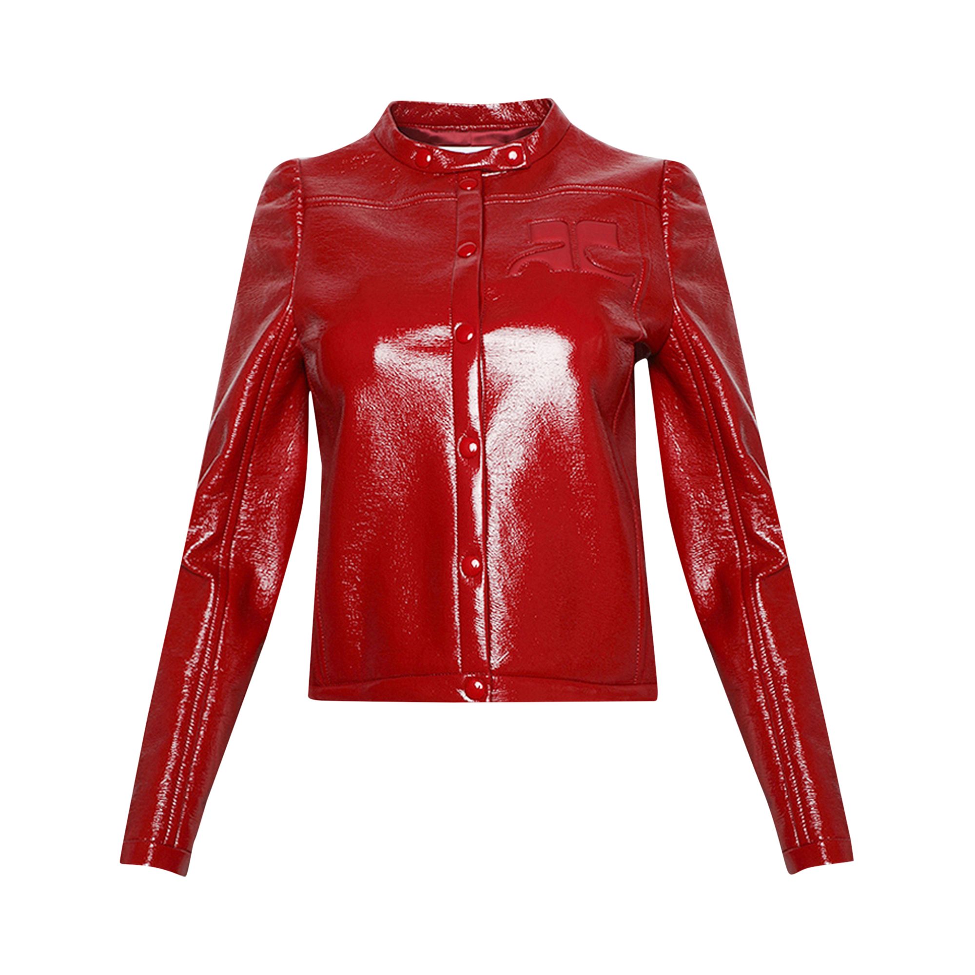 Courrèges Iconic Vinyl Biker Jacket 'Red' | Women's Size 34
