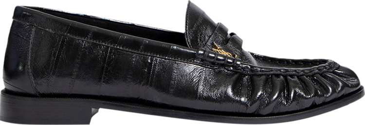Saint Laurent Le Loafer Penny Slippers 'Black Glazed Eelskin'