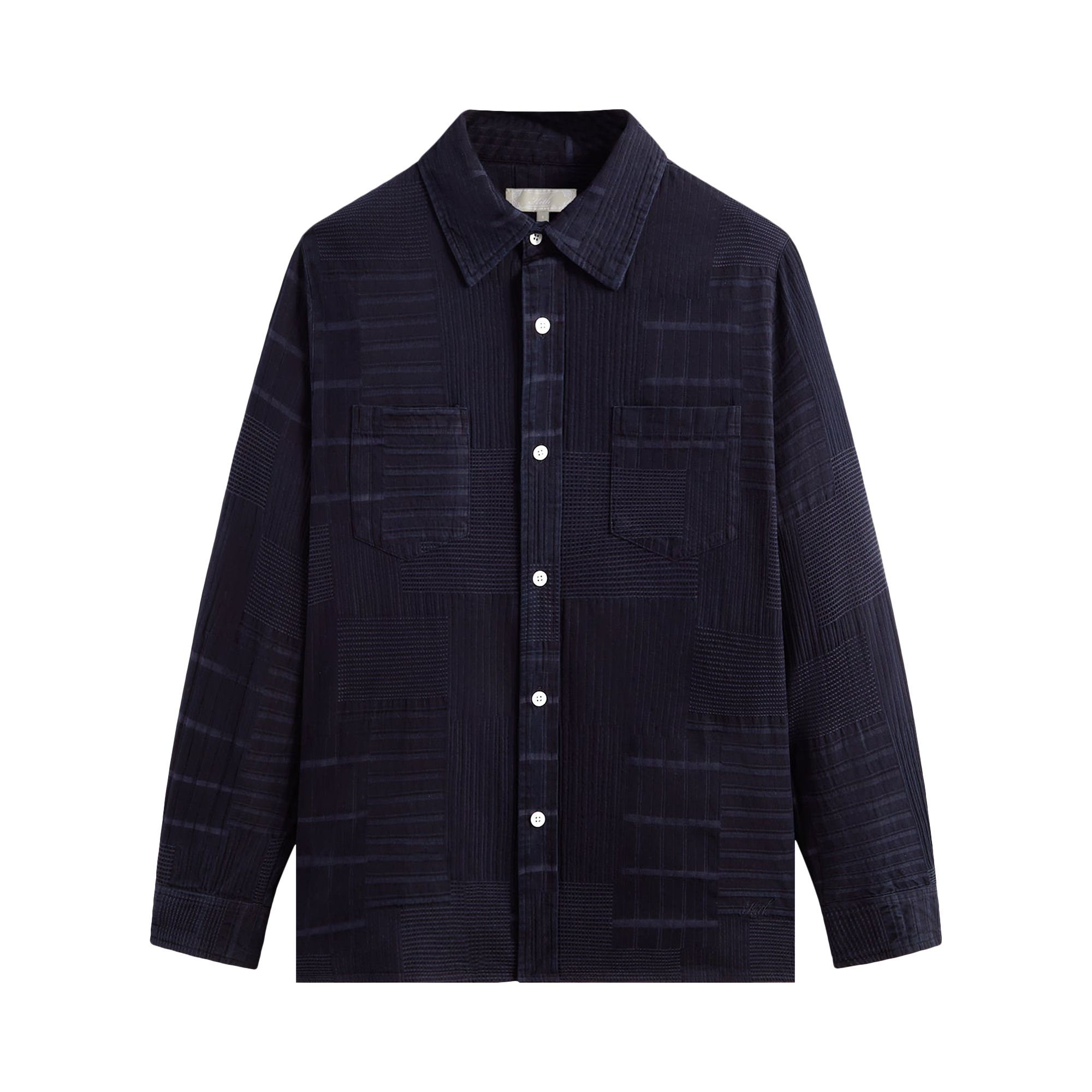 Kith Overdyed Patchwork Jaydin Buttondown 'Ink' | Black | Men's Size XL