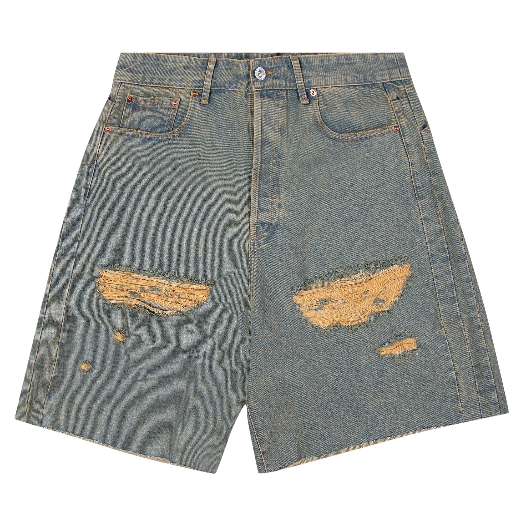Pre-owned Vetements Destroyed Baggy Shorts 'blue/sand' | Men's Size 36