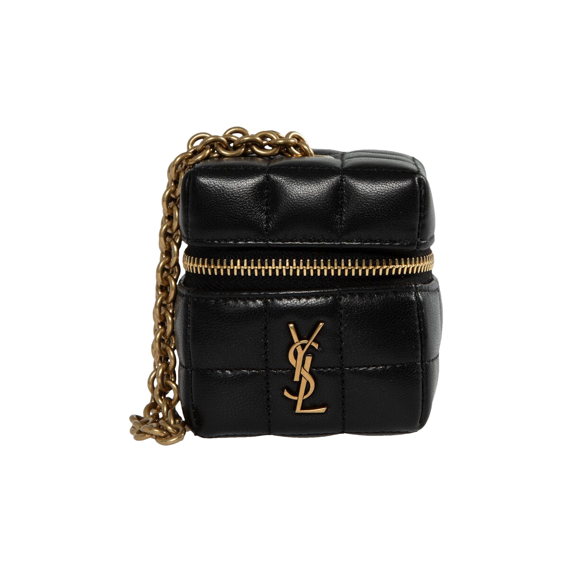 Pre-owned Saint Laurent Mini Cube Box With Chain 'noir' In Black