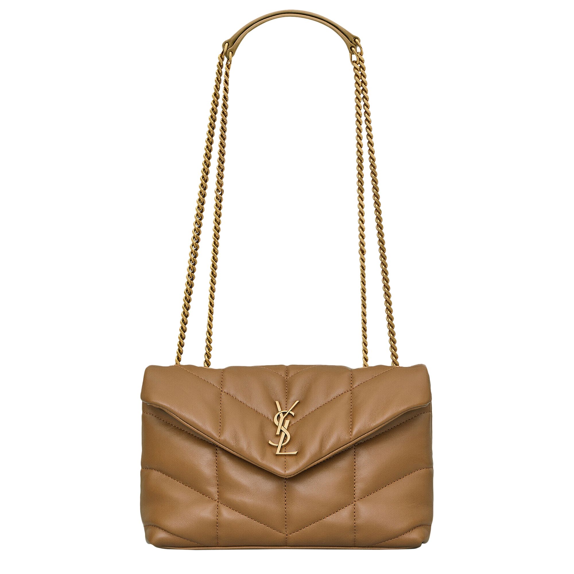 Pre-owned Saint Laurent Toy Puffer 'dark Cork' In Tan