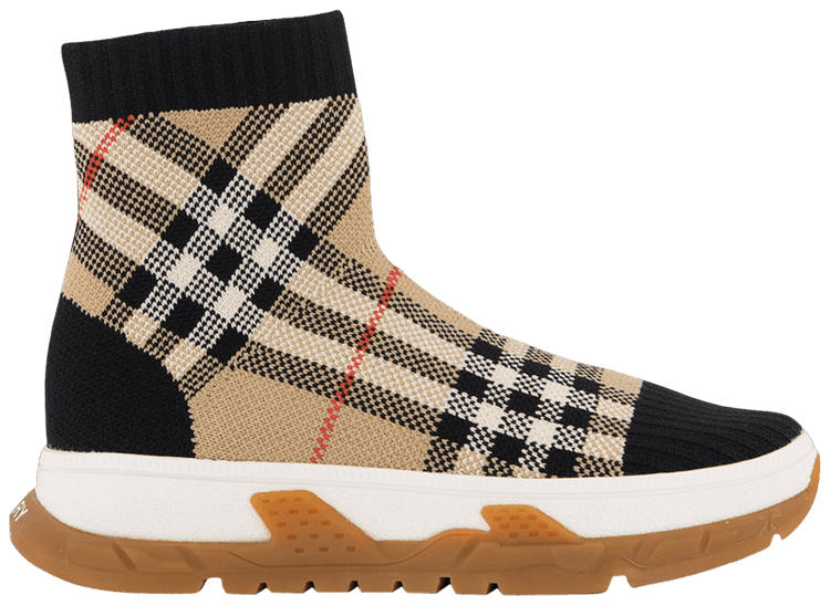 Burberry Union Sock Sneaker Kids 'Vintage Check Black Beige'