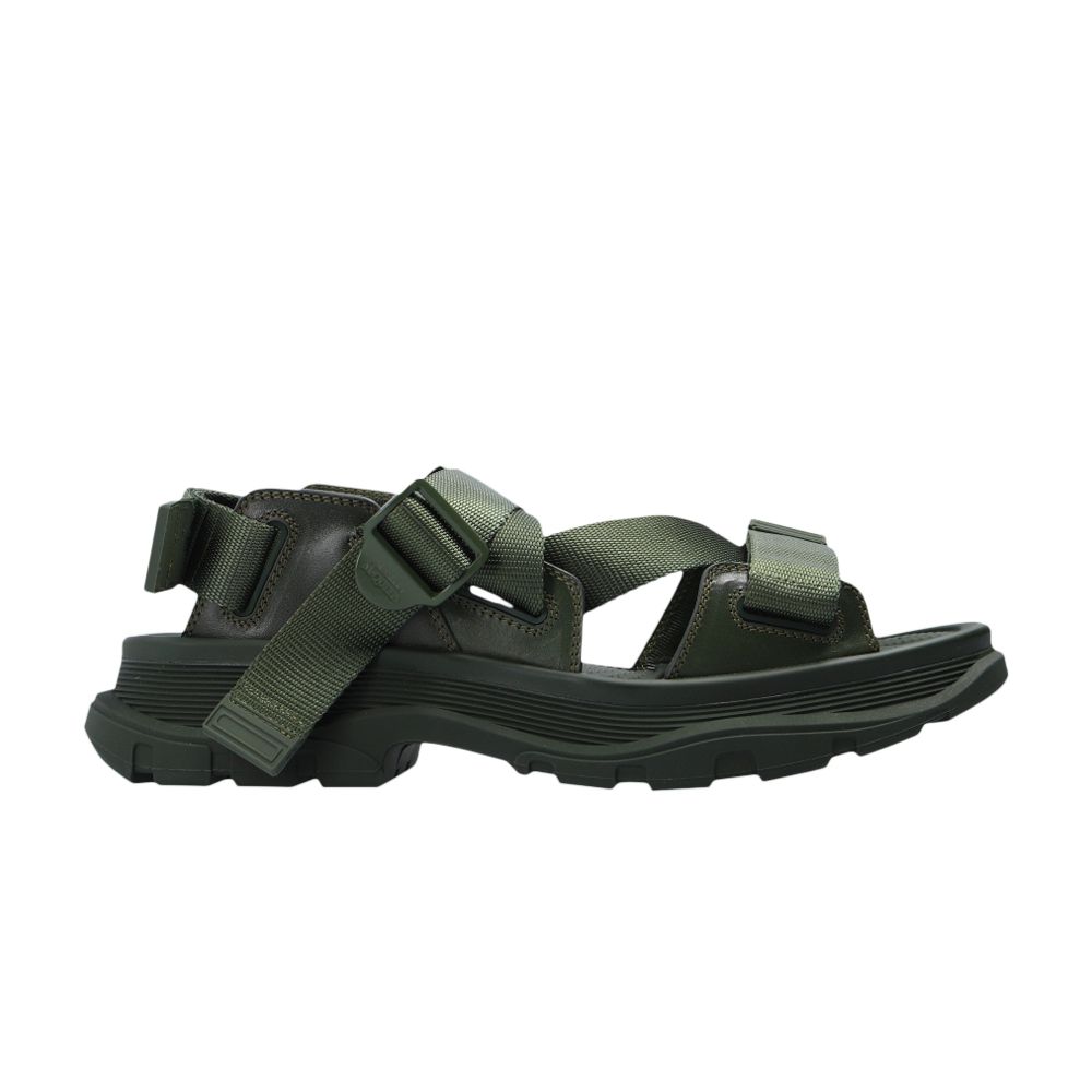 Pre-owned Alexander Mcqueen Strappy Leather Sport Sandal 'khaki' | Green | Men's Size 42