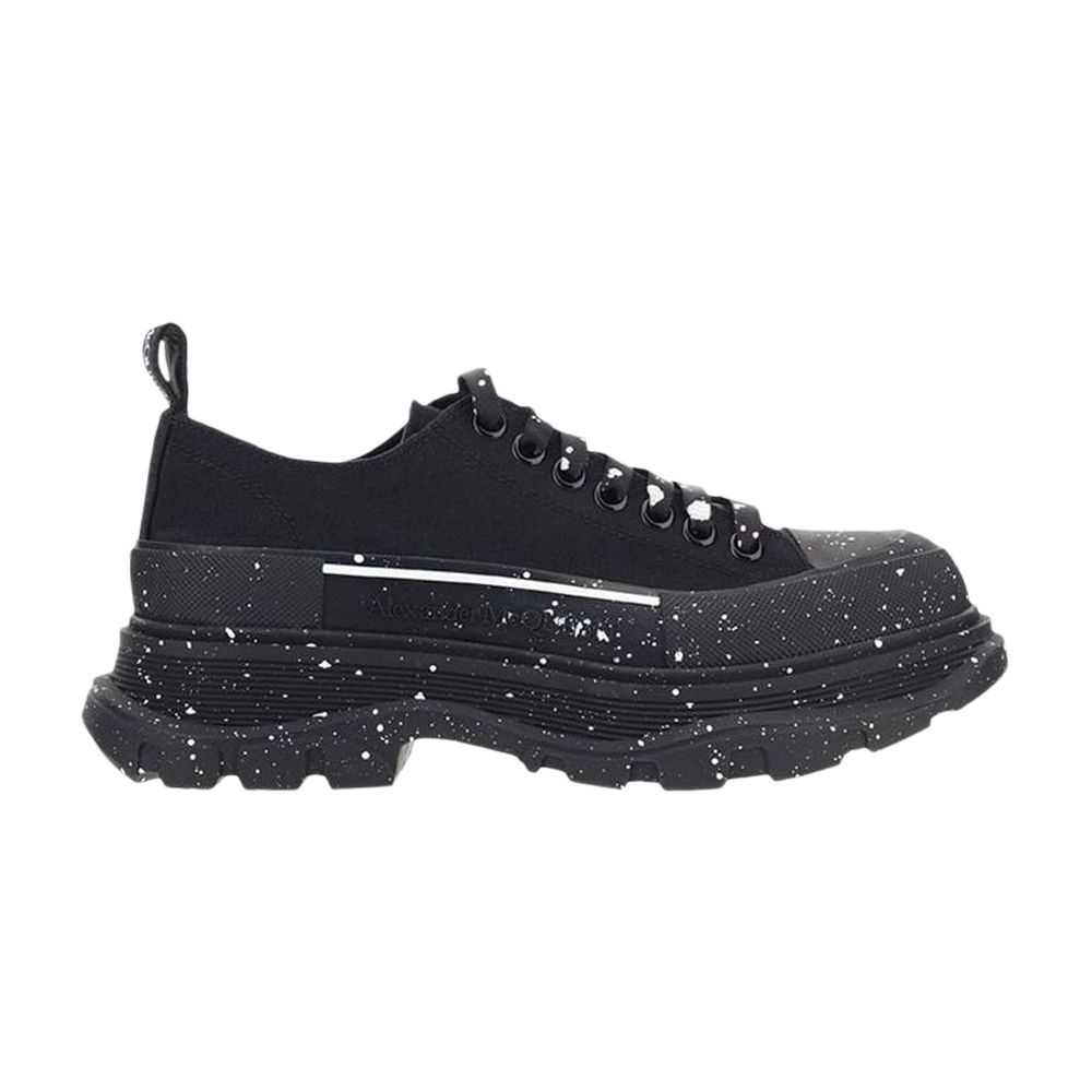 Pre-owned Alexander Mcqueen Tread Slick Lace Up 'black White Paint Splatter' | Men's Size 41