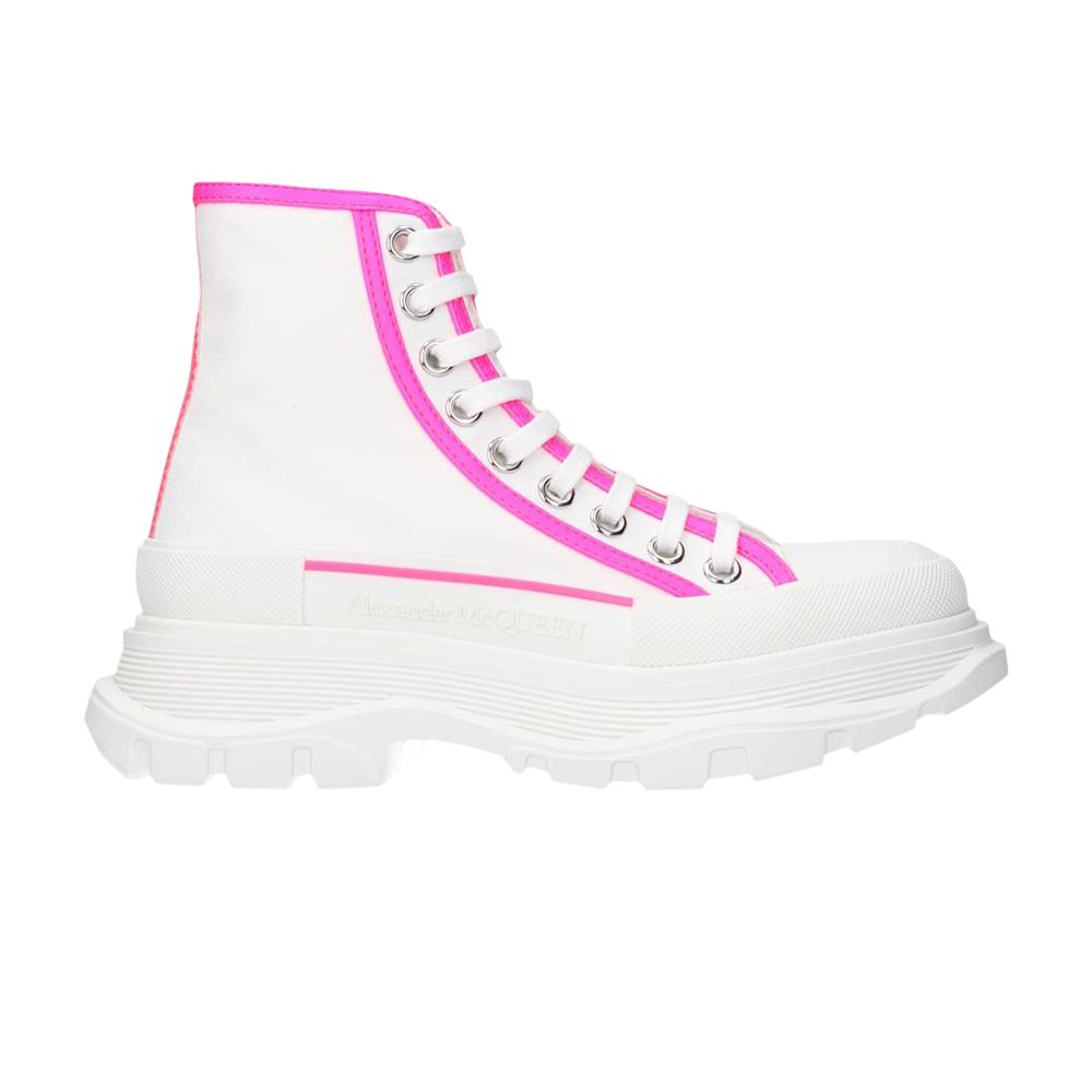 Pre-owned Alexander Mcqueen Wmns Tread Slick Boot 'white Fluo Pink' | Women's Size 35.5
