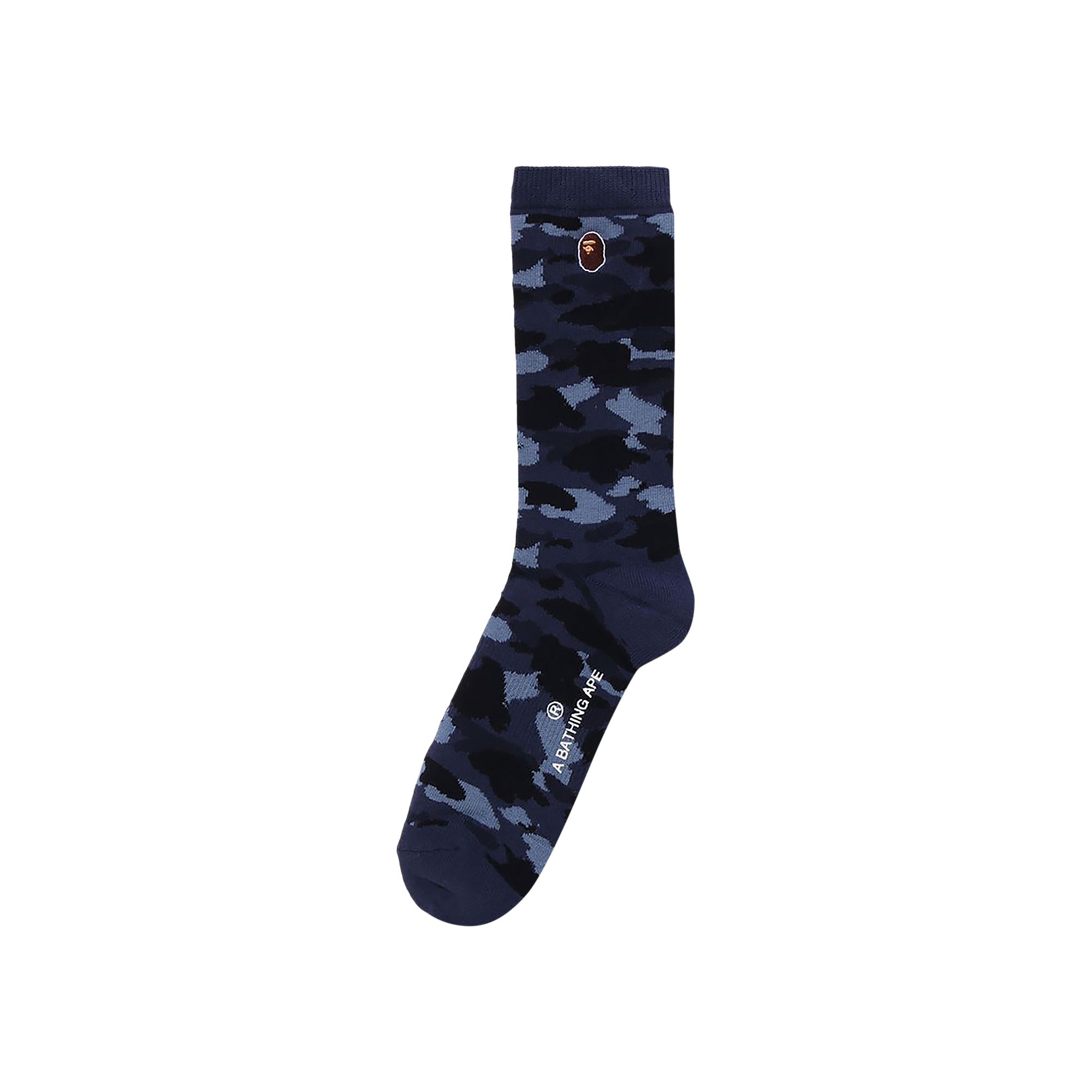 Pre-owned Bape Color Camo Ape Head One Point Socks 'navy' In Blue