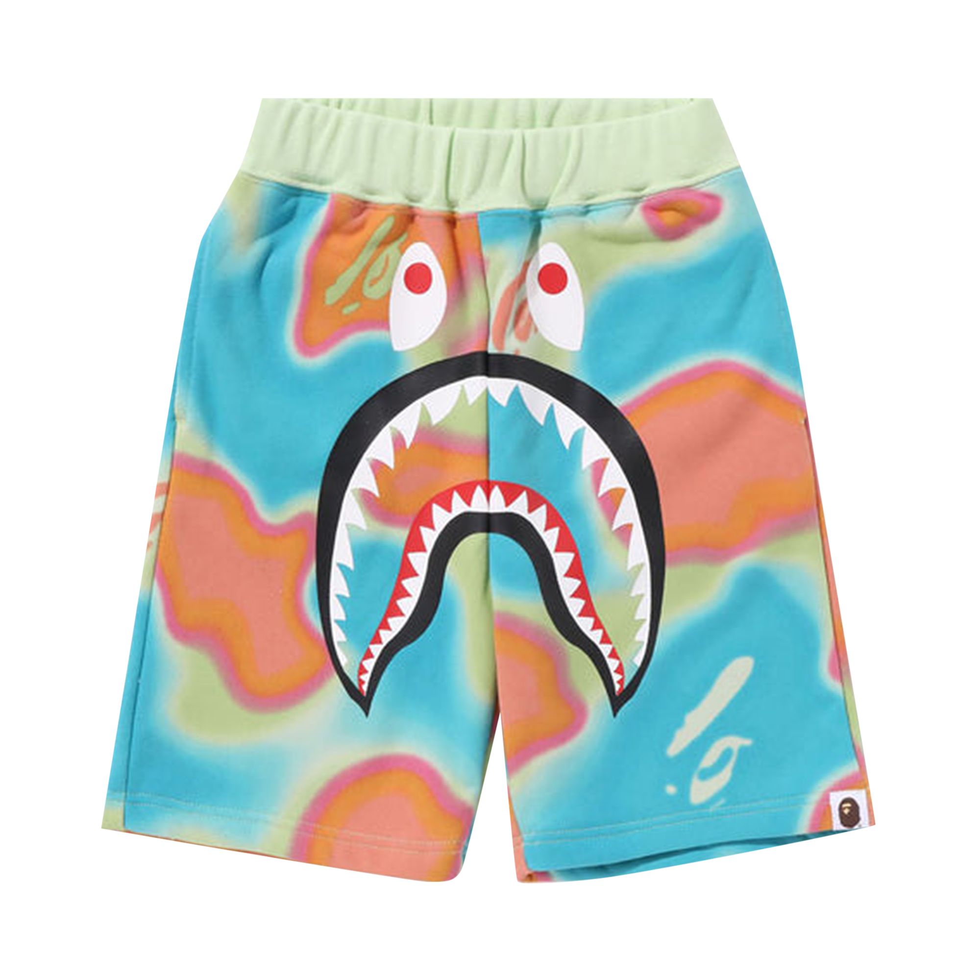 BAPE Kids Liquid Camo Shark Sweatshorts 'Green' | Kid's Size 130