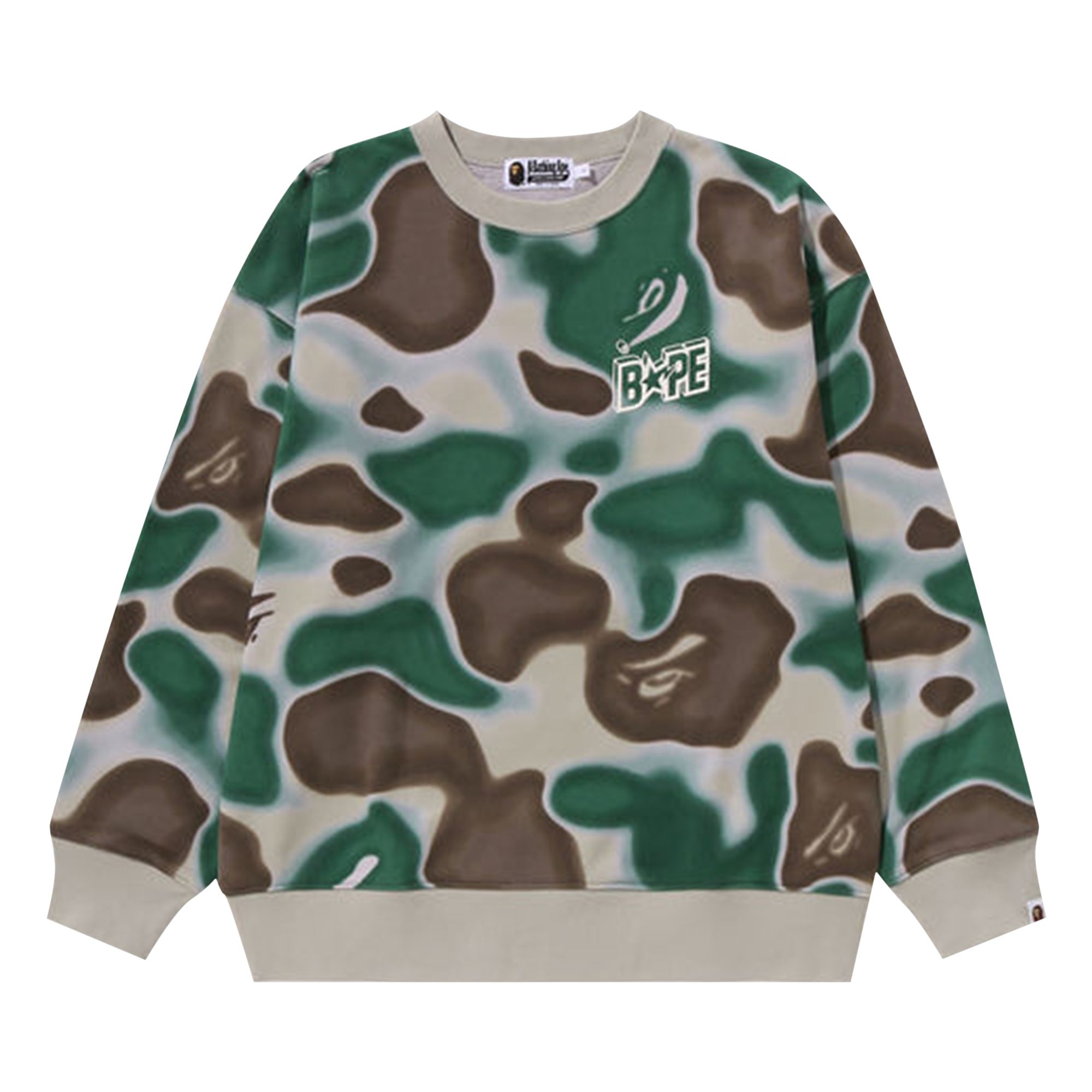BAPE Liquid Camo Bape Sta Crewneck Sweater 'Olive Drab' | Green | Men's Size L